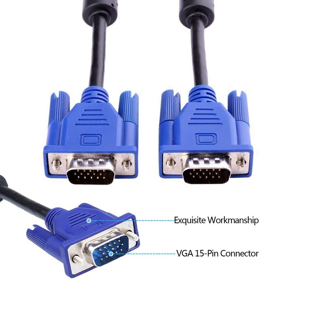 HD15 15Pin Gold Plated DB15 VGA Male to Male Monitor Cable to TV Computer Mon…