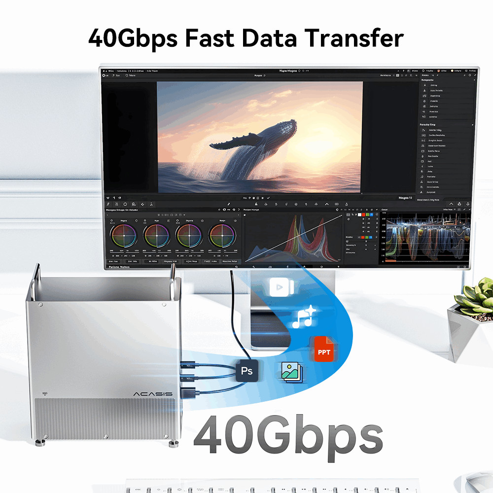 Acasis 40Gbps Mac mini M2 Dock & Stand 8TB M.2 NVMe SSD Enclosure for Mac M2&M1