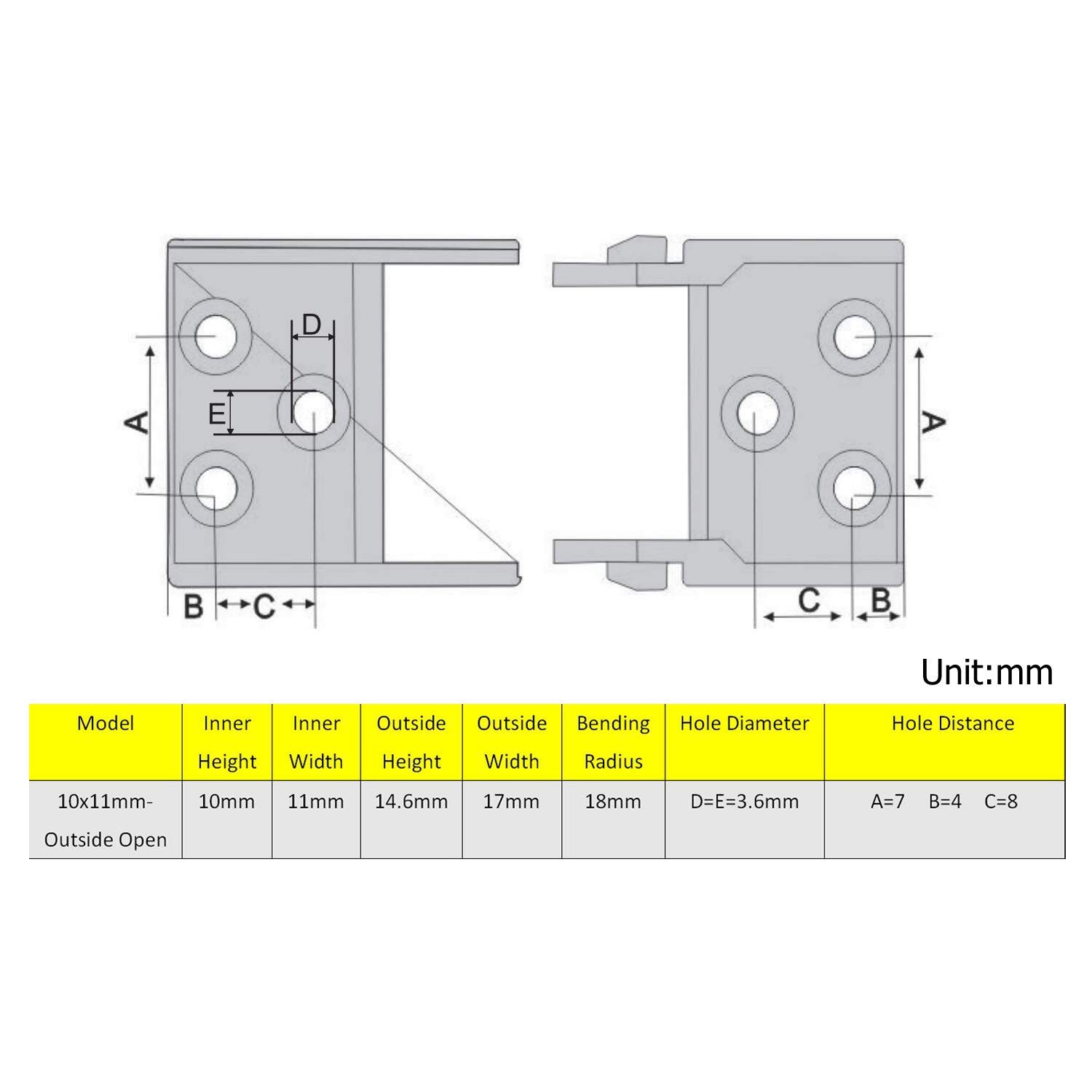 Befenybay 10mm x 11mm Length 1Meter Black Plastic Open Type 10mmX11mm,