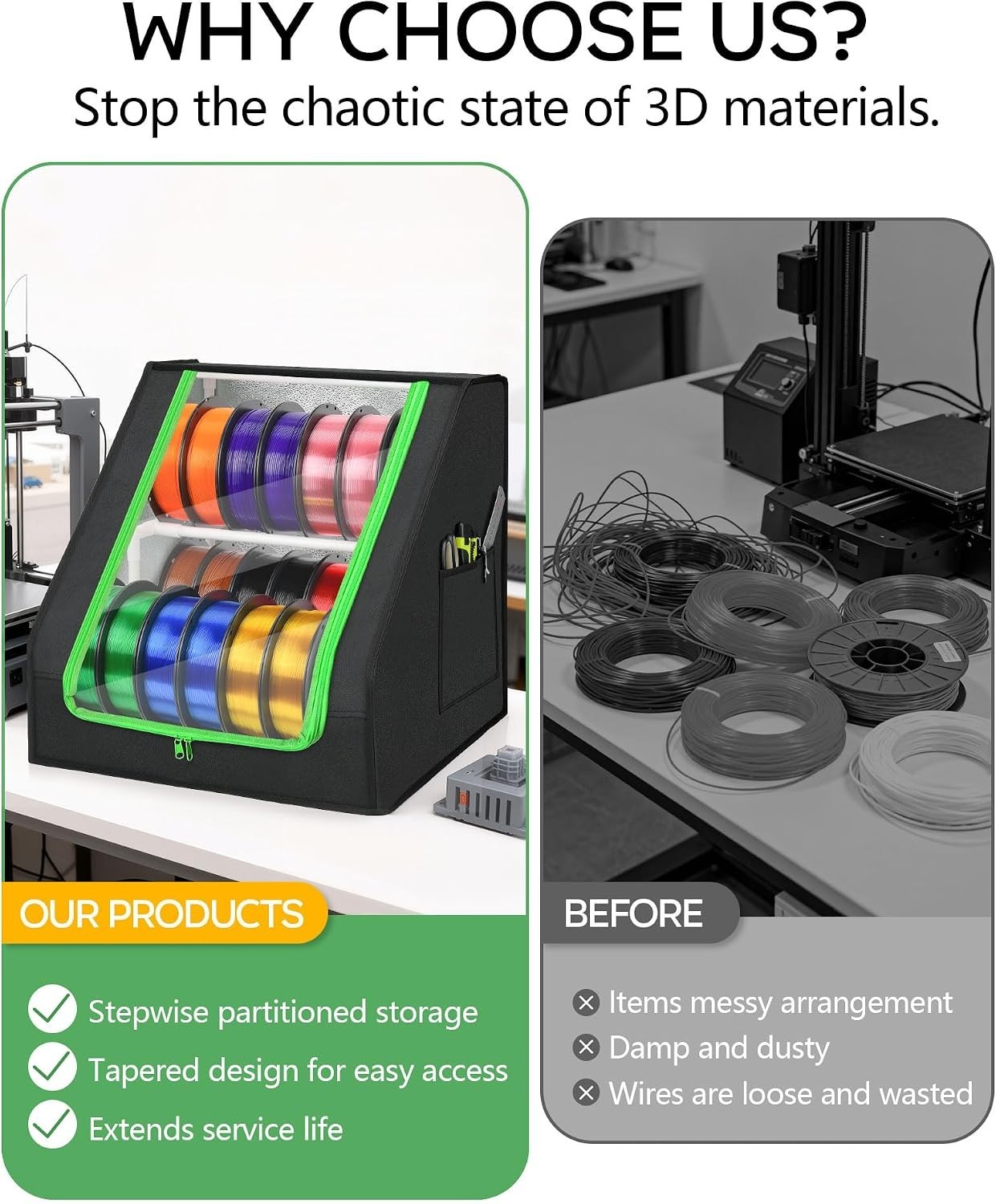 Professional Filament Storage Box for 3D Printers – 21 Spools, Dust Resistant