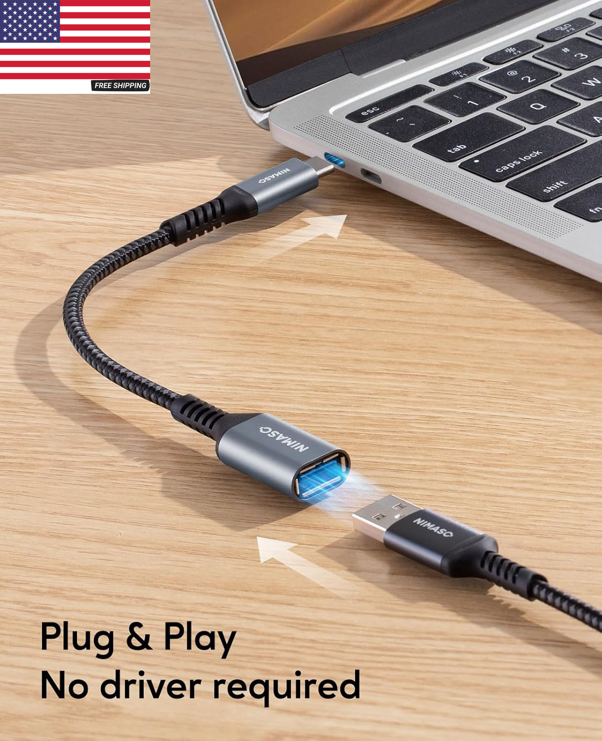 2-Pack USB C to USB 3.0 Adapter USB-C Male to USB-A Female OTG Converter, 5Gbps