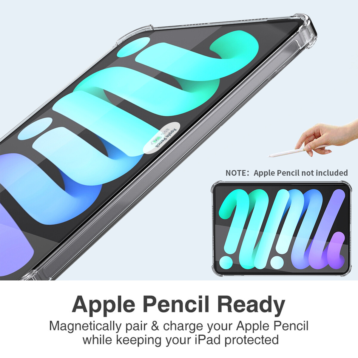 For iPad Mini 7 Case (A17 Pro) 2024/Mini 6 8.3 inch Shockproof Transparent Cover