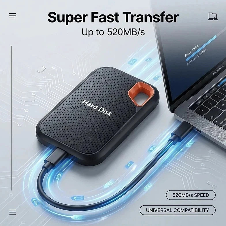 external hard drive 1TB High Speed Capacity Solid State Usb3.2 Laptop Mac And PC