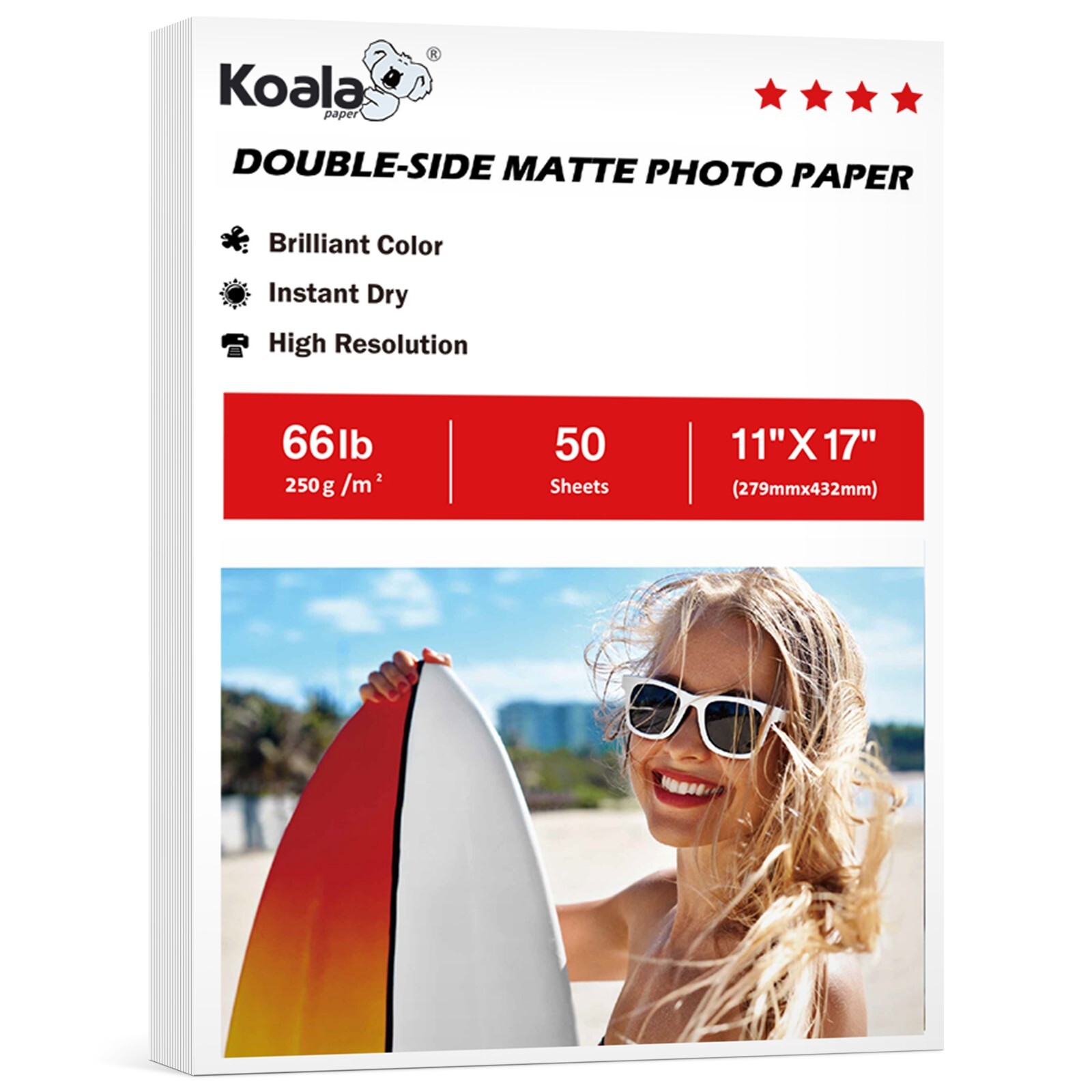Koala Double Sided Photo Paper 11×17 Matte 66lb Heavyweight Photo Paper Card 50P
