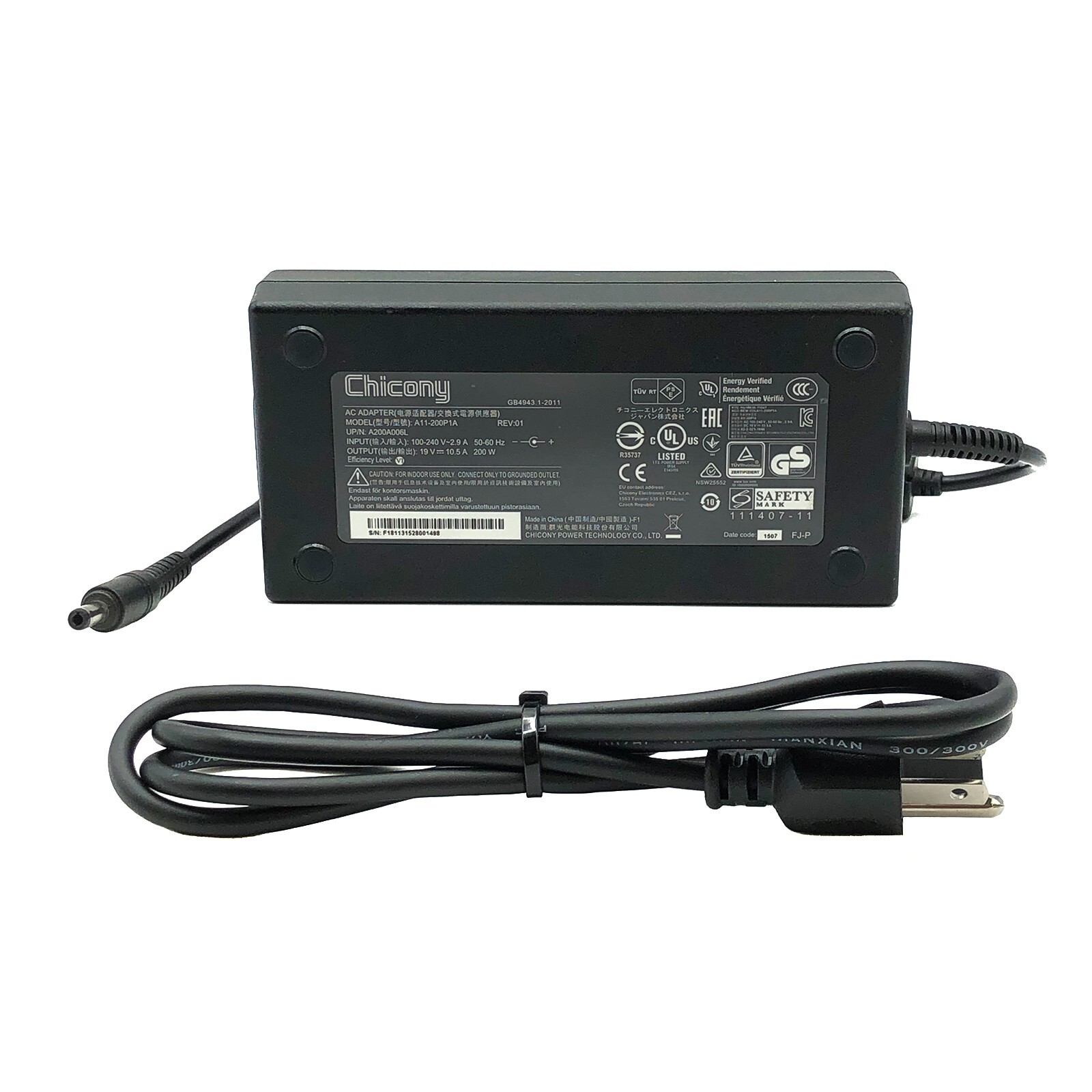 Original Chicony AC Adapter 19V 10.5A 200W – A11-200P1A Laptop Charger 5.5mm OEM