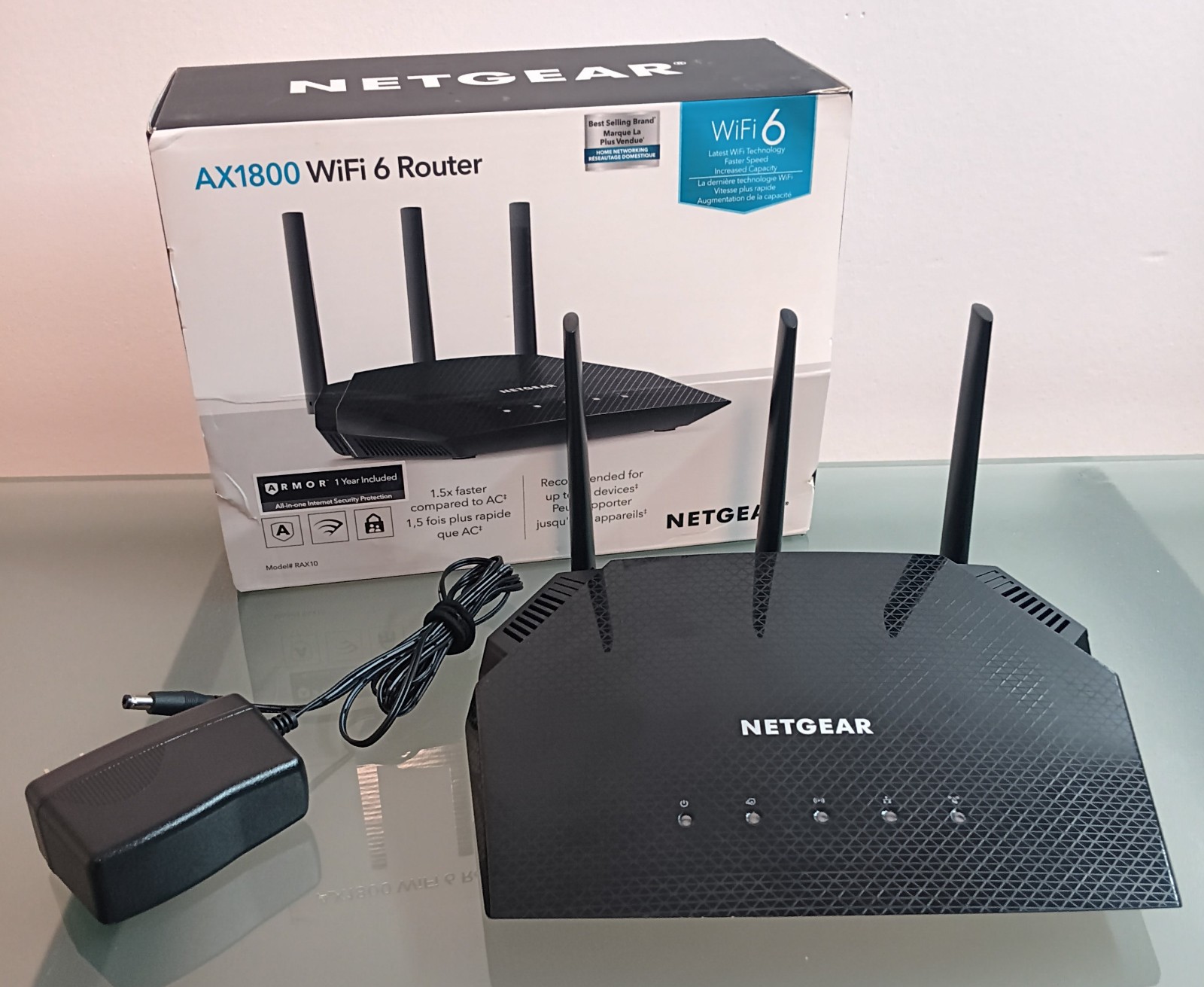 Netgear RAX10-100NAS 4-Stream AX1800 Dual-Band WiFi 6 Router Up to 1.8 Gbps