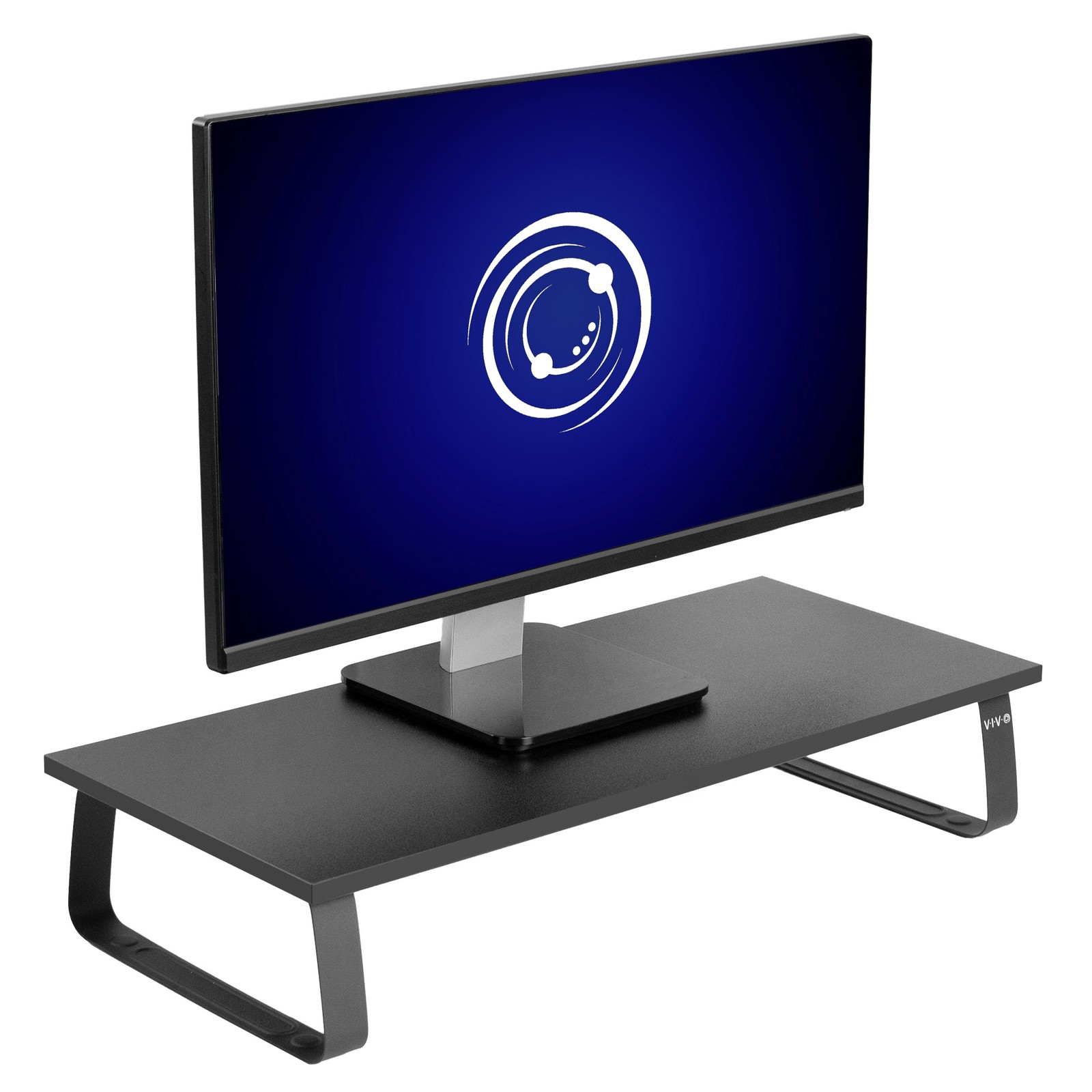 VIVO Black Wood 24″ Wide Desktop Stand Ergonomic TV Monitor Riser Desk Organizer