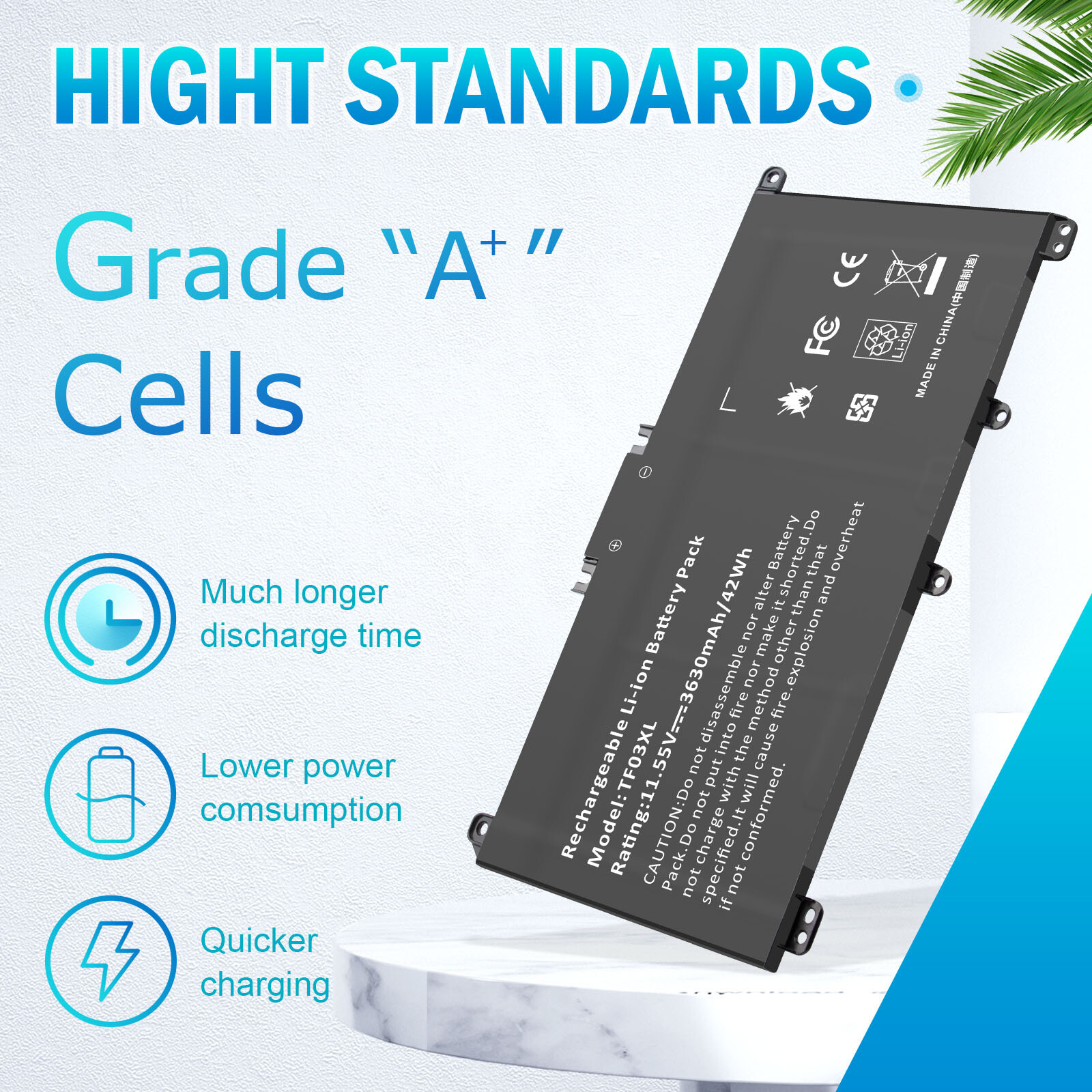 TF03XL Battery for HP Pavilion 11.55V 41.9WH 3630mAh 14-BF 14-BK 14-CD 15-CC