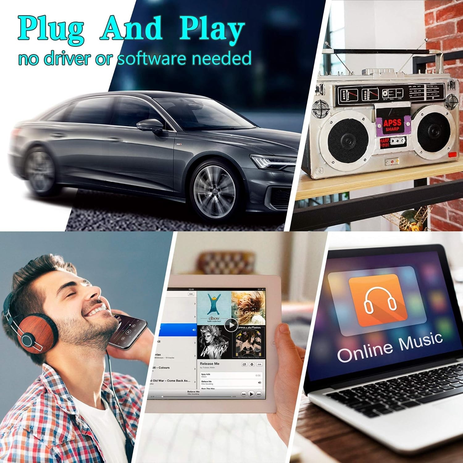 Vintage Car Audio Cassette Receiver with Bluetooth 5.0