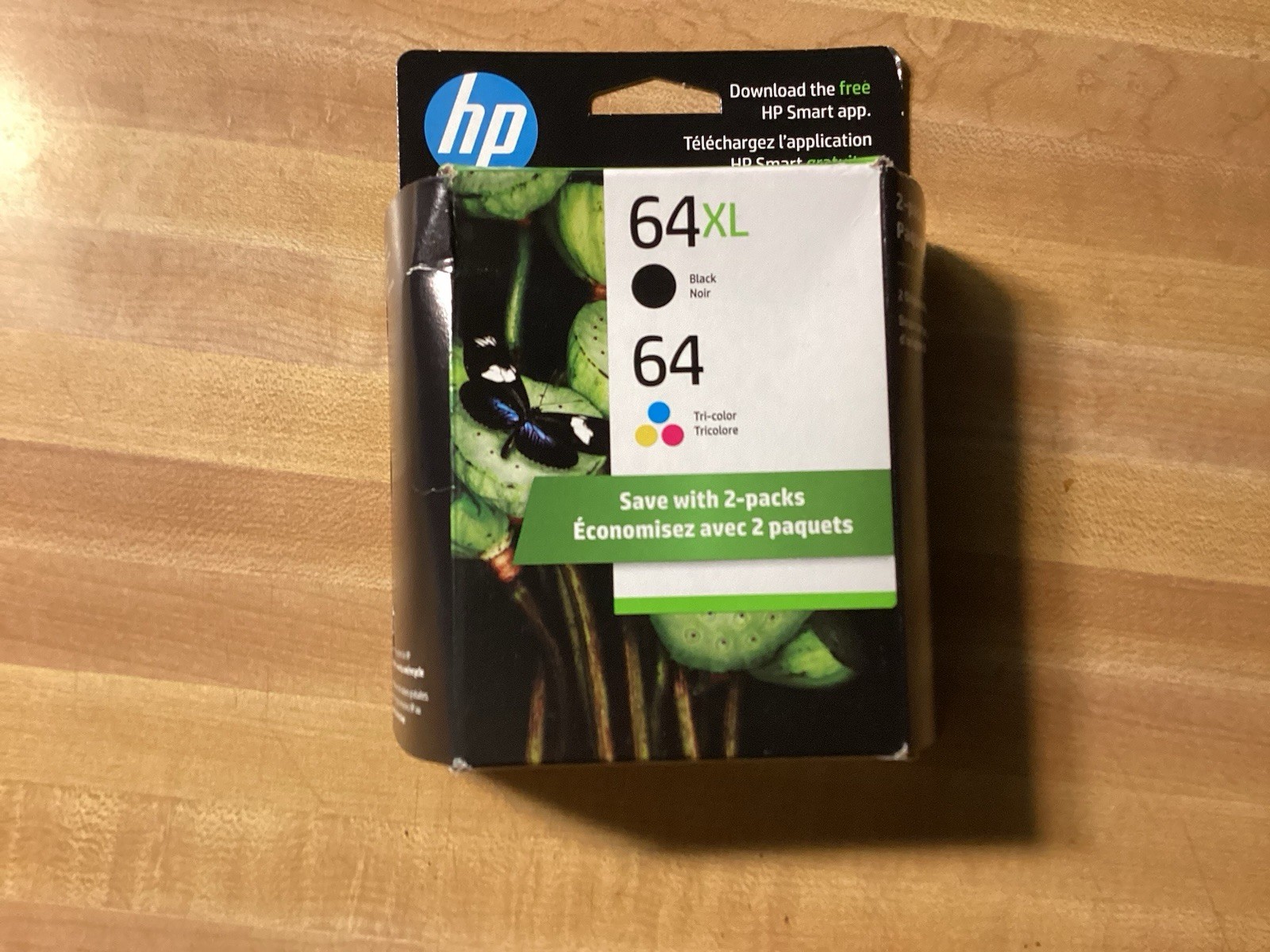 hp 64xl black/64 tri-color ink cartridges 2-pack