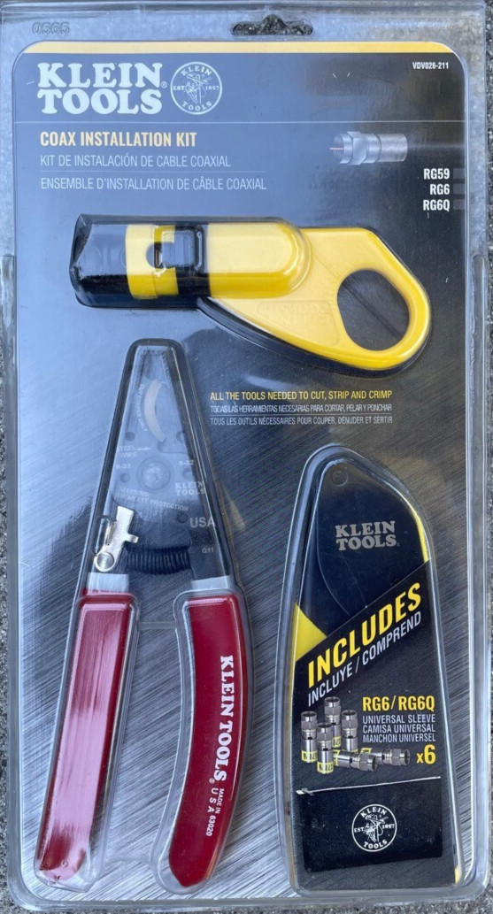 Klein VDV026-211 Coax Cable Installation Kit with Zipper Pouch (NEW SEALED)