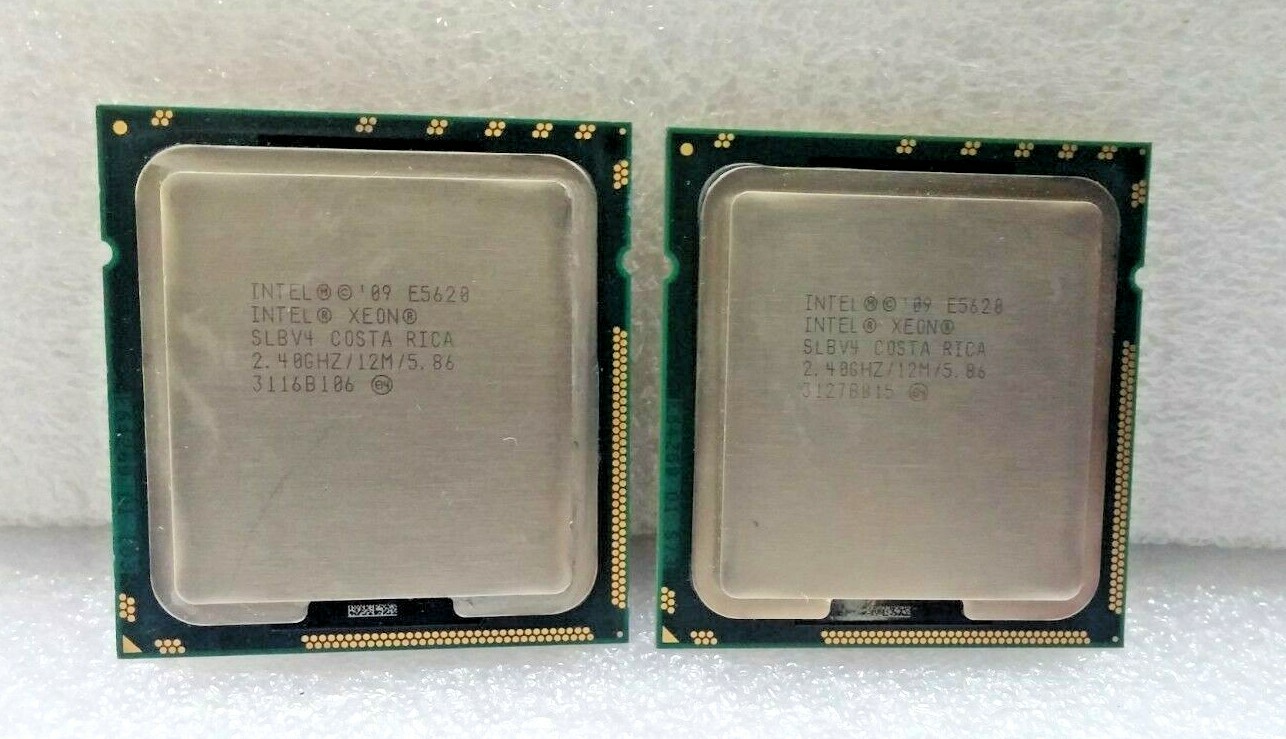 Lot of 2 Intel Xeon E5620 Quad Core 2.40Ghz 12M 5.86 GT/s SLBV4 Matched Pair