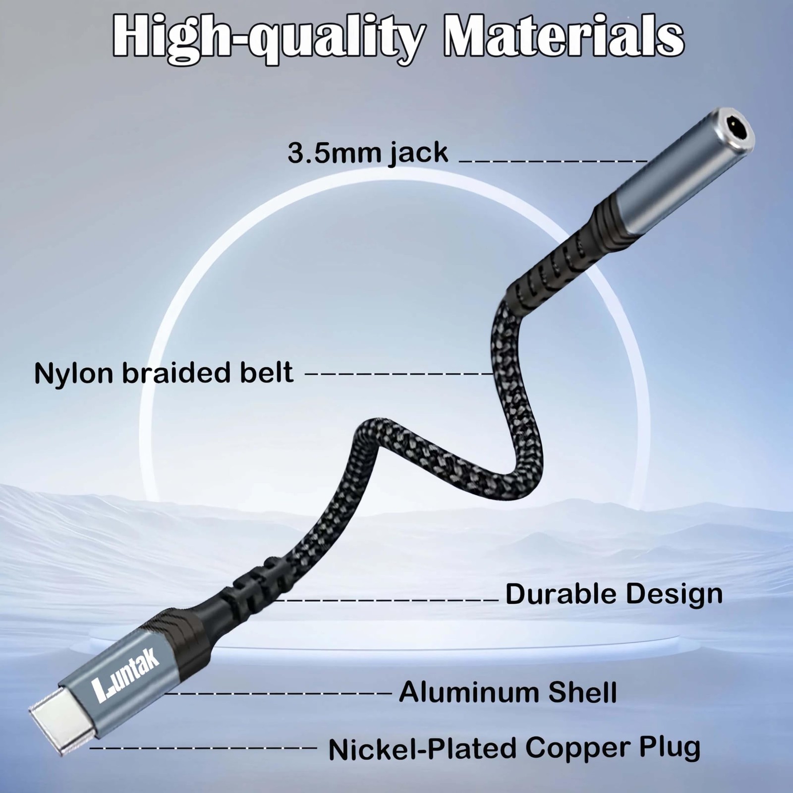 USB C to 3.5mm Headphone Jack Adapter,USB C Aux Audio Dongle Cable Sliver