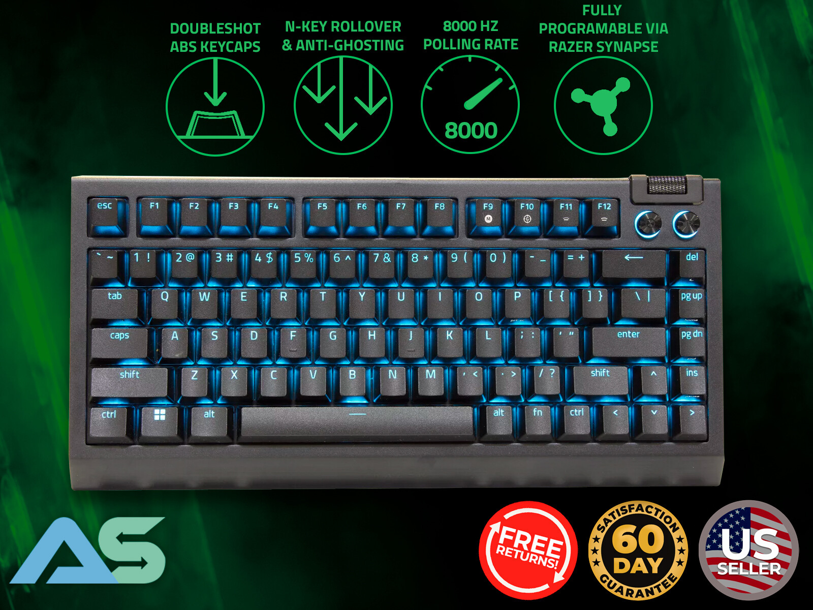 Razer BlackWidow V4 75% Mechanical Gaming Keyboard -Orange tactile Switches