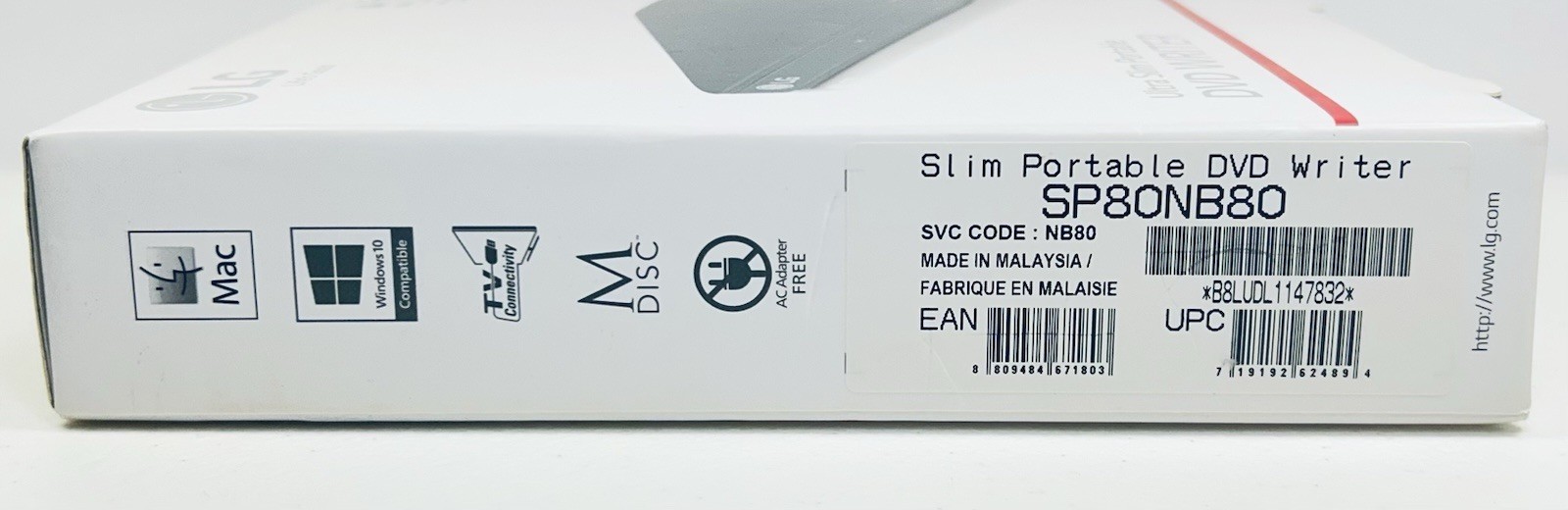 LG Ultra Slim Portable External DVD Writer SP80 NIB