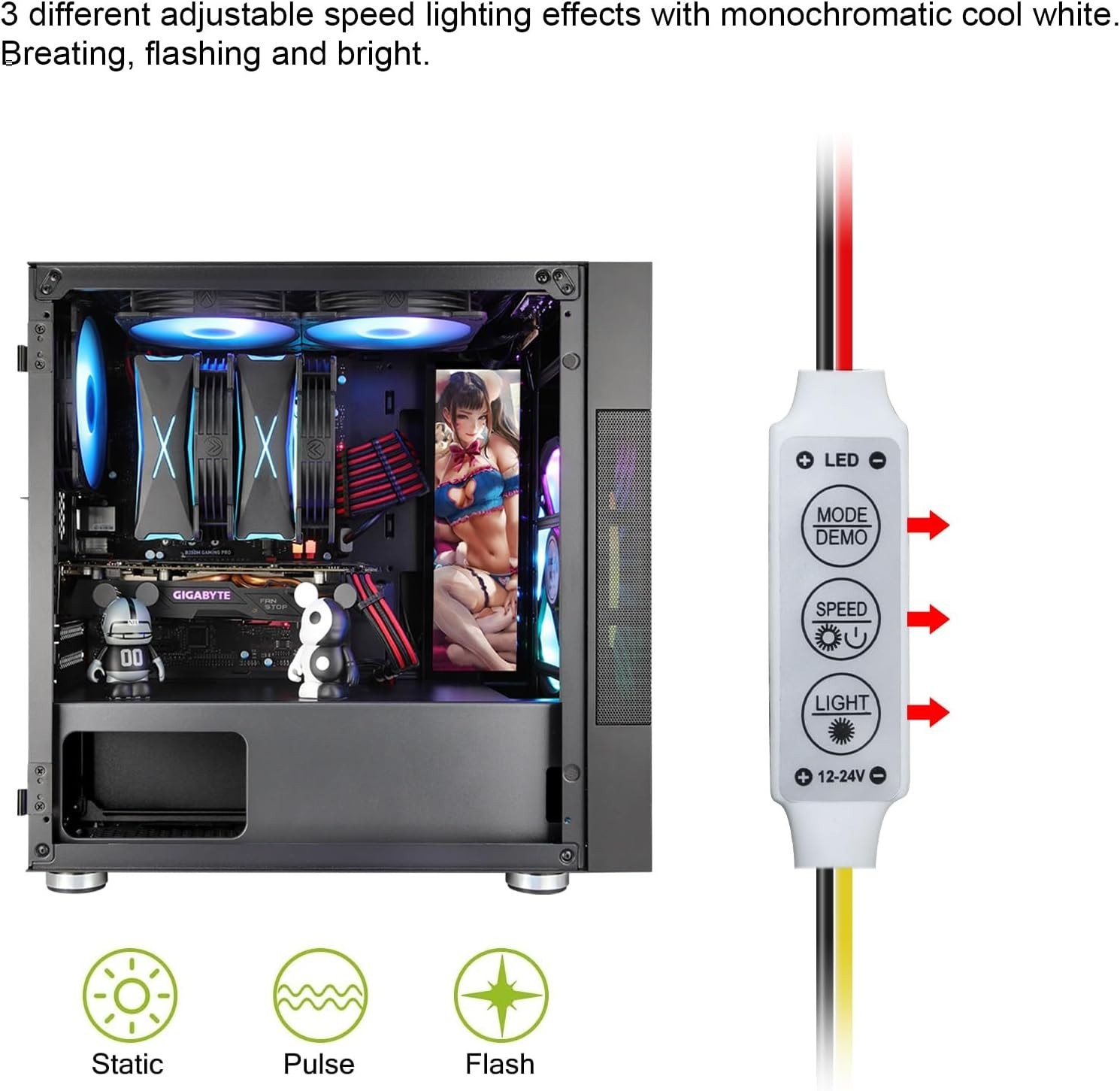 Multi-Mode LED Lights Panel for Full Tower Computer Cases