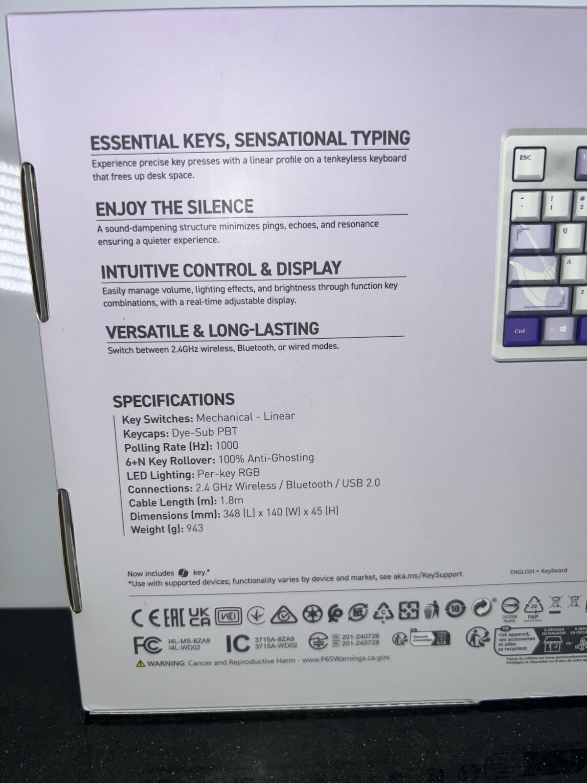 MSI Forge TKL Wireless Mechanical Keyboard Frieren Edition Anime Gaming Gear Box