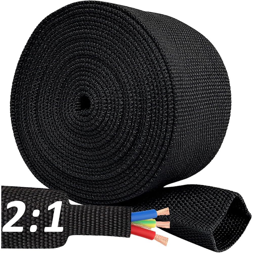 20 FT 1/2 inch 2:1 Heat Shrinkable Braided Sleeving Heat Shrink Sleeve Abrasion