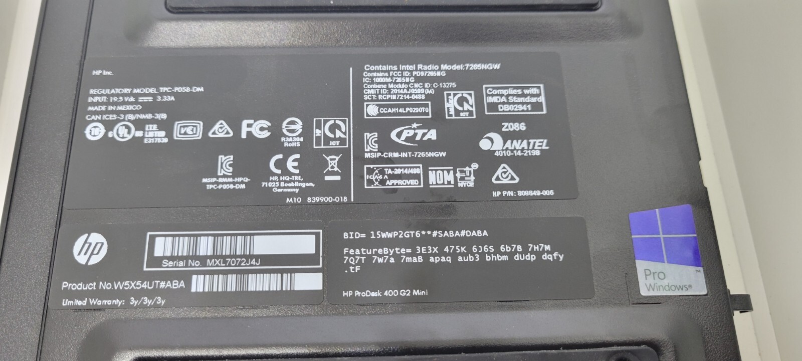 HP ProDesk 400 G2 Mini Intel Core i3 NO HDD No OS Power Supply Included PC desk
