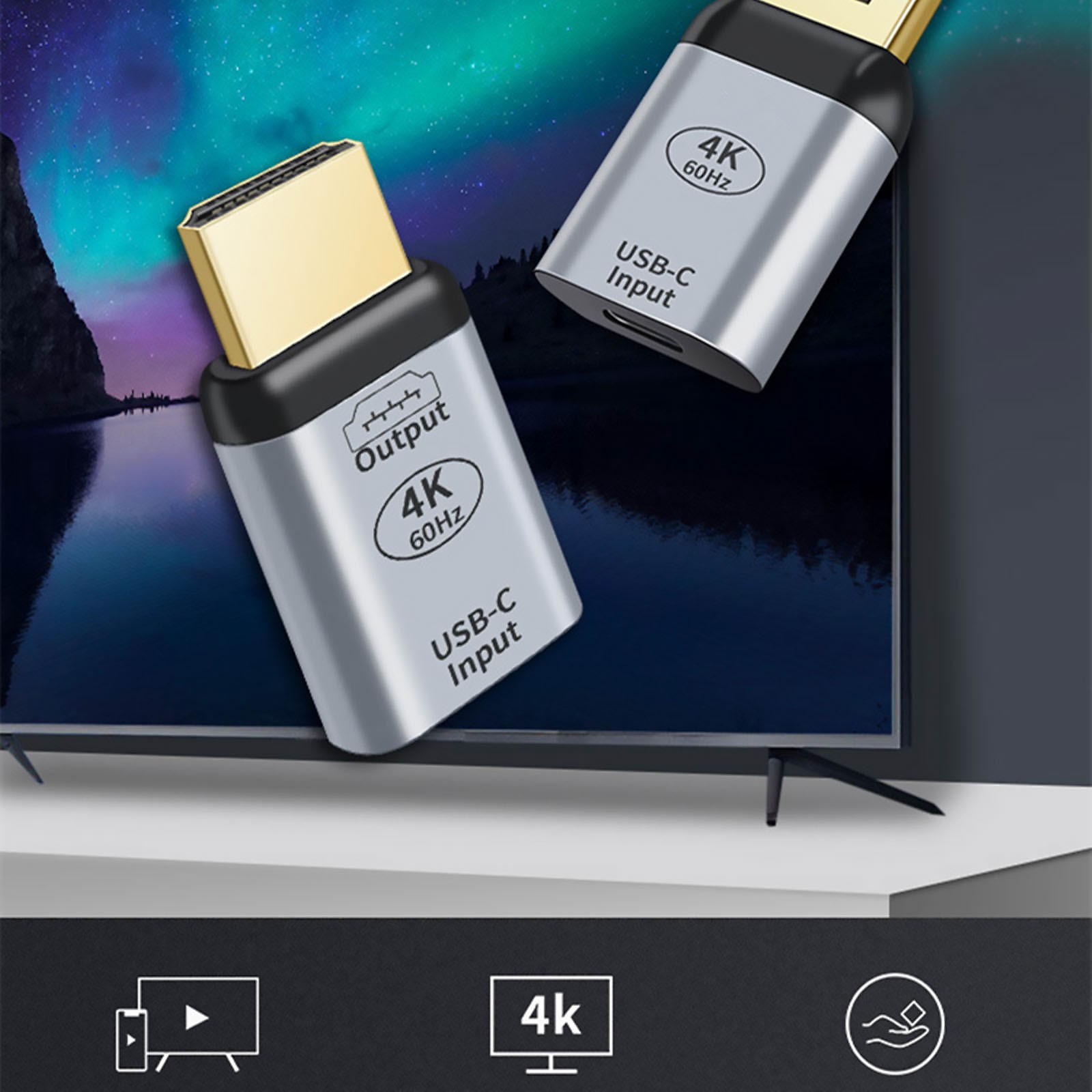 For Chromebook USB-C to HDMI 2.0 Male Adapter 4K@60Hz Durable Good Quality