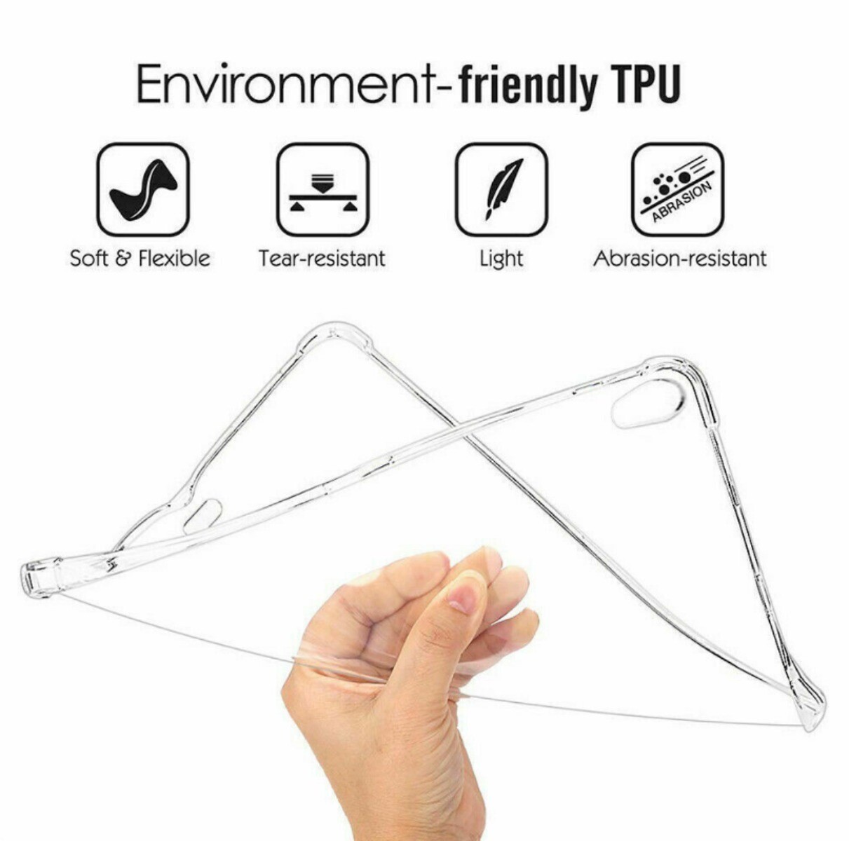 For Apple iPad Pro 12.9″ 1st 2nd Generation(2015/2017) TPU Case Clear Back Cover