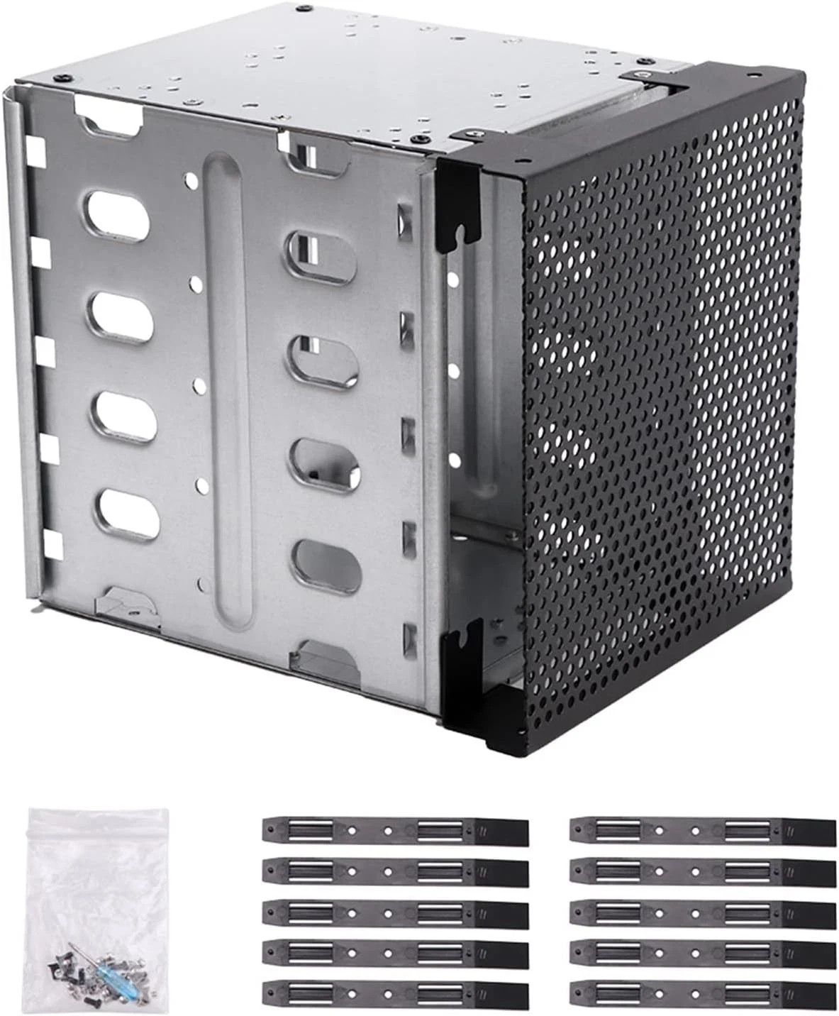 Hard Drive Cage, Galvanized Steel Plate Hard Driver Tray with Fan Space, 5.25″ t