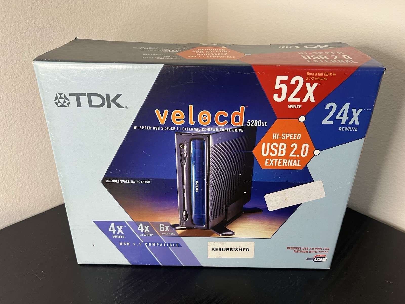 TDK Velocd 5200UE 52X Write 24X Rewrite USB 2.0 External CD Burner NEW In Box