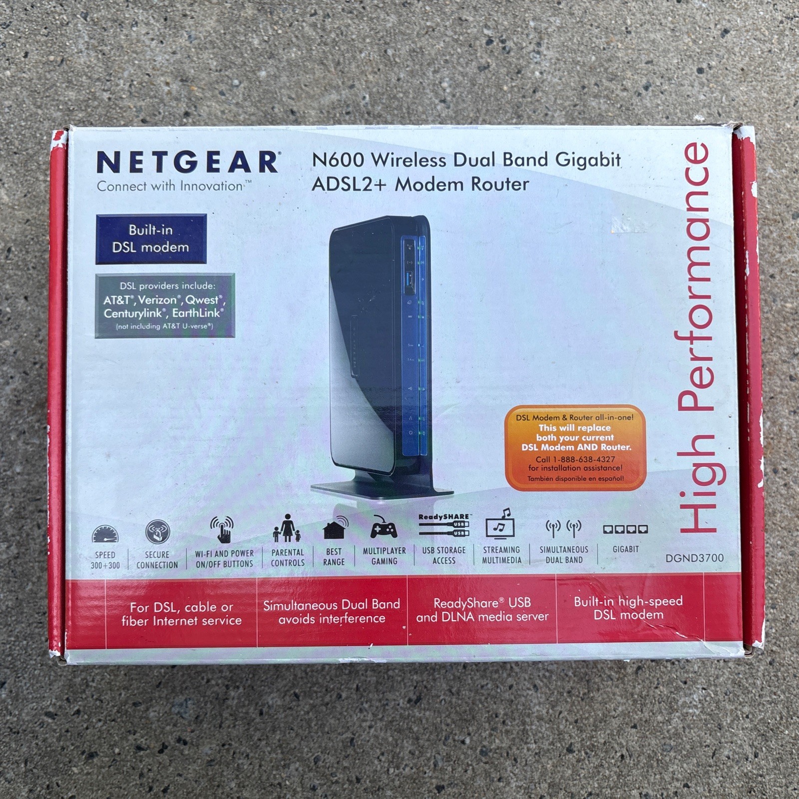 Netgear N600 Wireless Dual Band Gigabit ADSL2+ Modem Router DGND3700