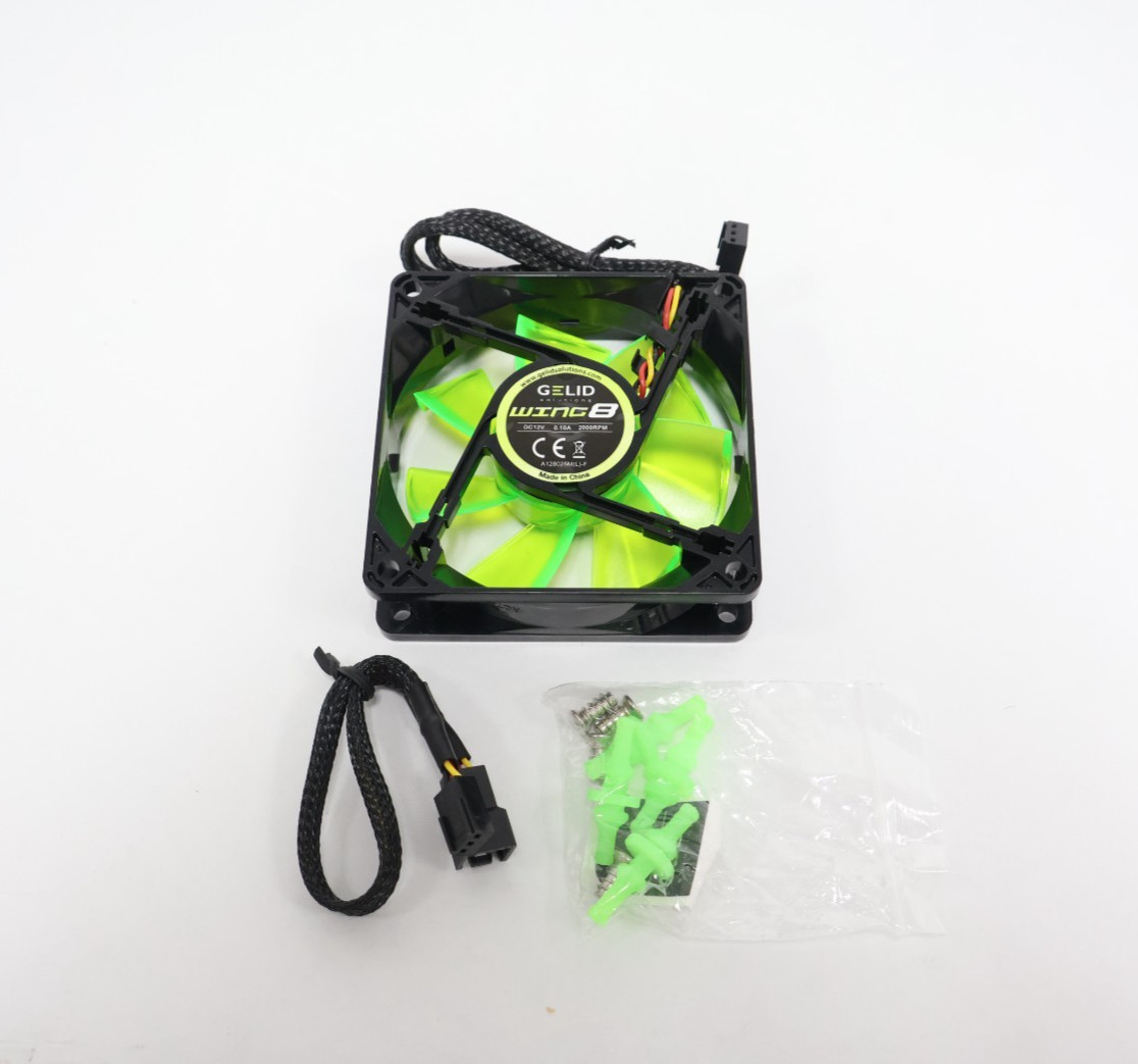 GELID Solutions WING 8 Green 80mm Silent Case Fan – Nanoflux 3 Pin Connector