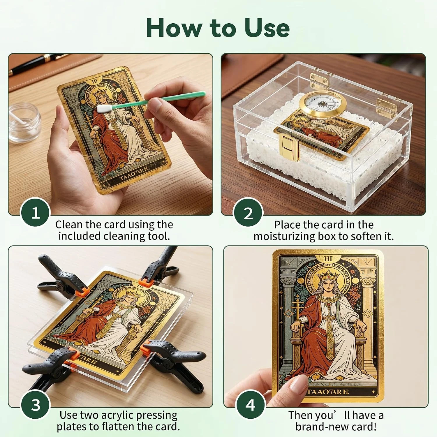 Card Cleaning & Flattening Kit, Complete TCG Restoration Kit with Acrylic Humido