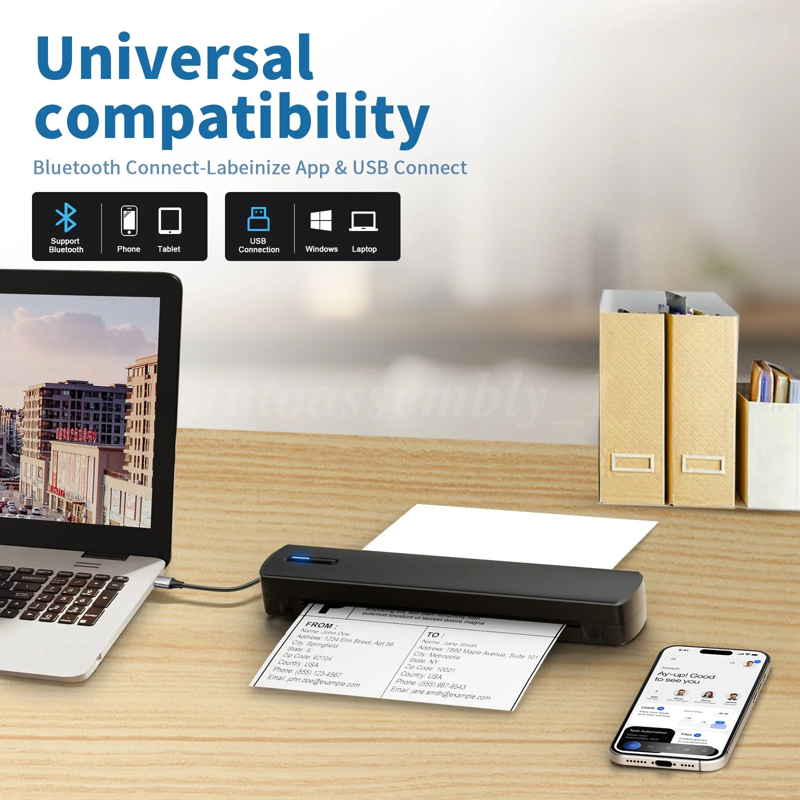Thermal Printer Wireless Inkless Portable Printer Support Letter & A4 LOT