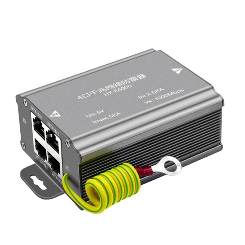 POE Networking Surge Protector 4Port Ethernet Surge Protector 100Mbps/1000Mbps