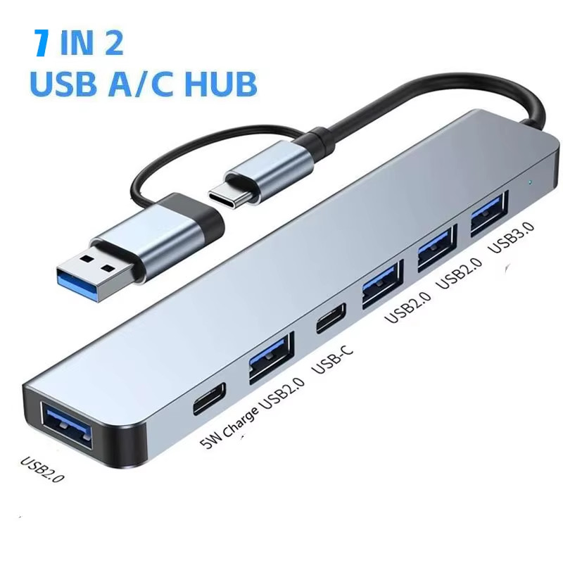 USB 3.0 Type-C Hub – 5-Port Multi-Splitter with TF/SD Card Reader & OTG for Andr