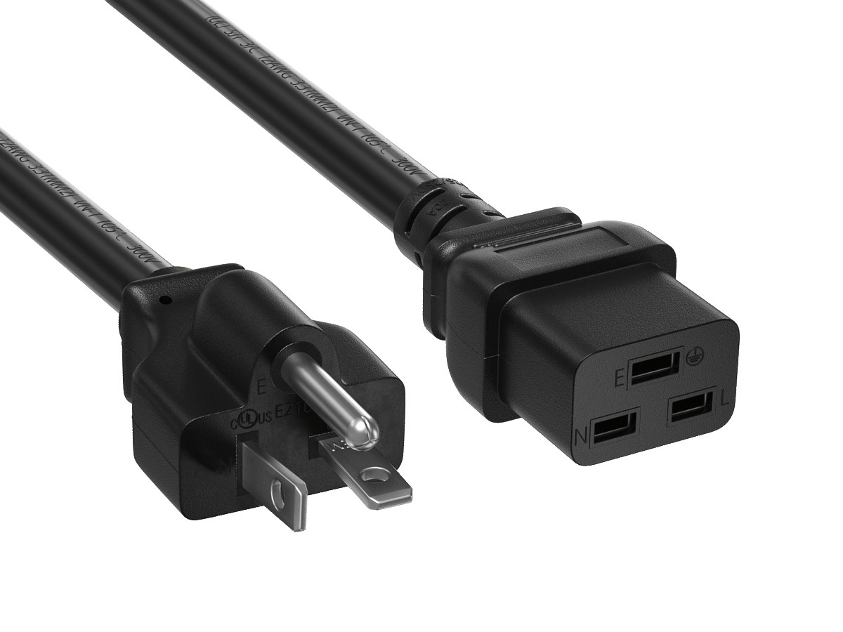 12 AWG Heavy Duty Power Cord 20A/250(NEMA 6-20P to IEC 320 C19) – 3/6/8/10/15 ft