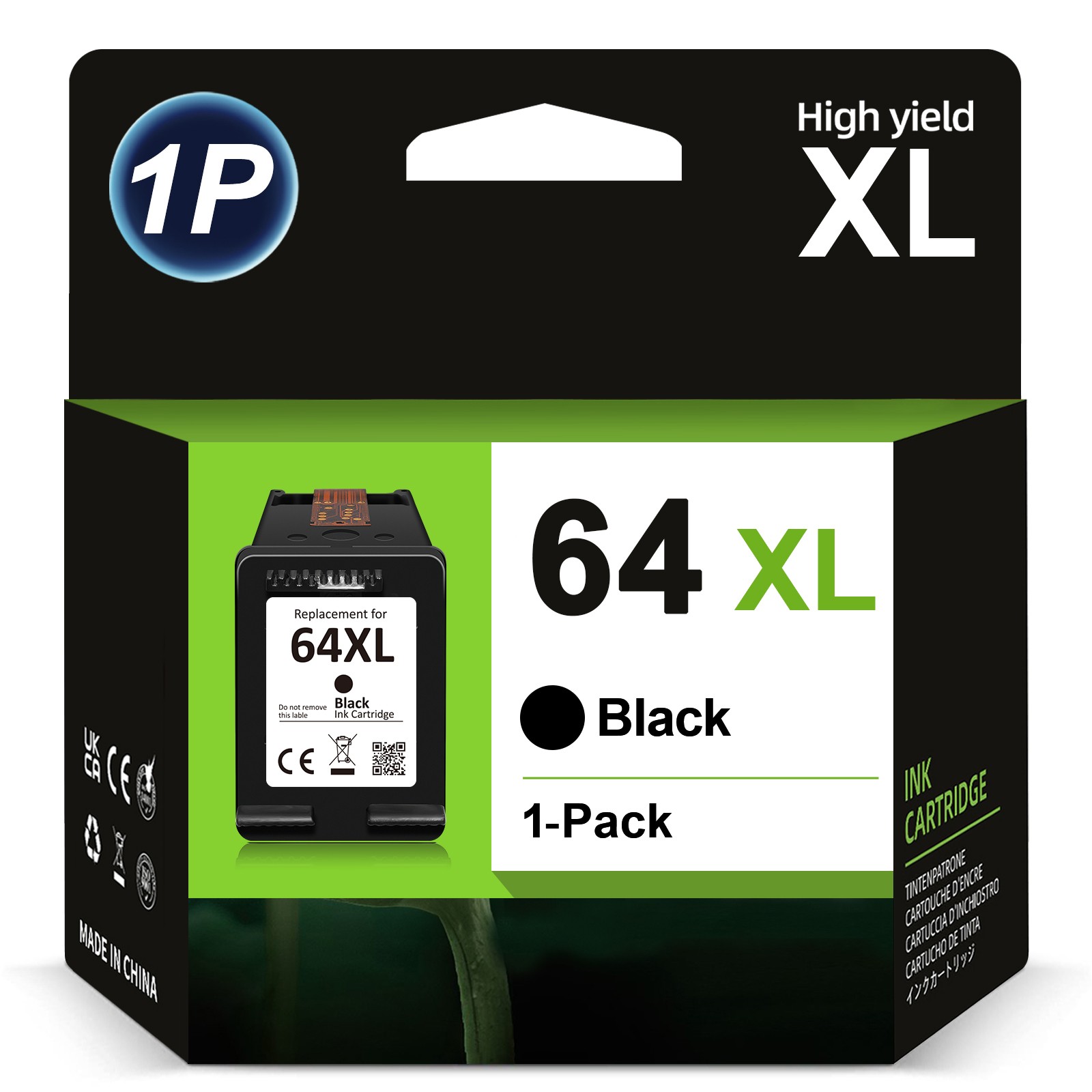 #64XL Ink 64 XL Black Color Ink Cartridge for HP Envy 6200 7155 7158 7855 7858