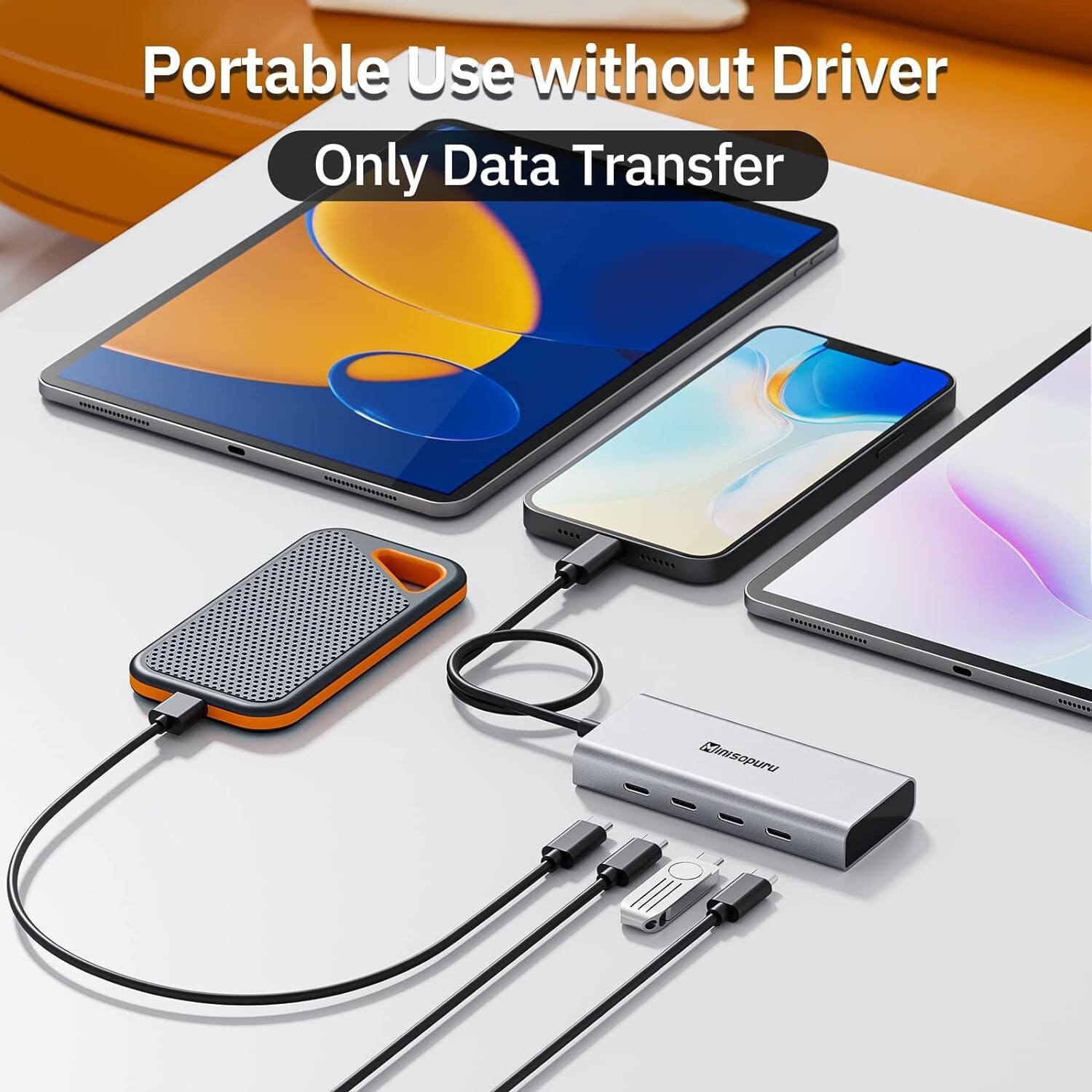 Used 4 Ports USB C Hub – 10Gbps USB Hub for Laptop MacBook (No Charging)
