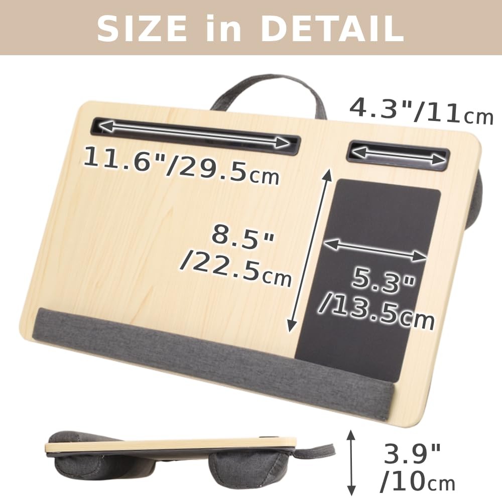 Laptop Lap Desk Mousepad Cushion For 15.6 Inch Tablet Phone Holder 21″ Wood