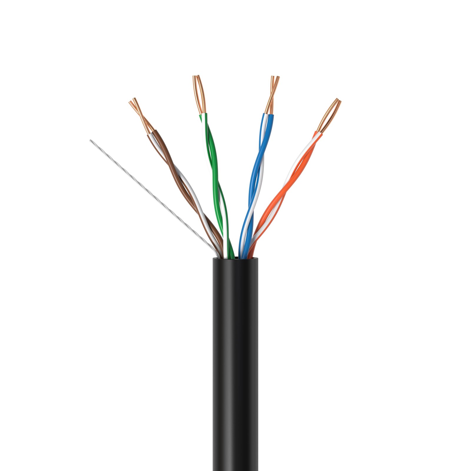 1000ft Cat5e Black Solid 24AWG Cable UTP Cat5 Bulk Network Wire (Unshielded (UTP