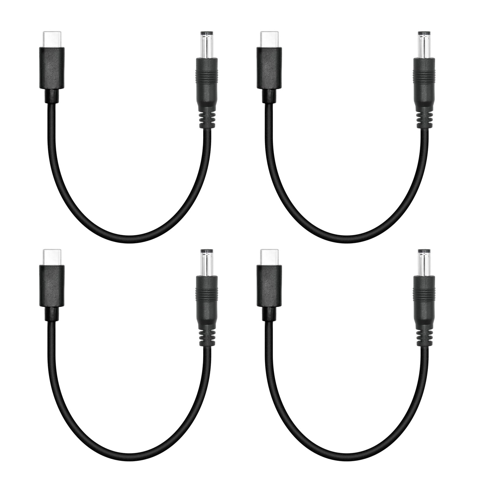4Pcs Short DC 5.5mm x 2.1mm to USB C Power Cord 15cm/6inch, 5V 5521 Black