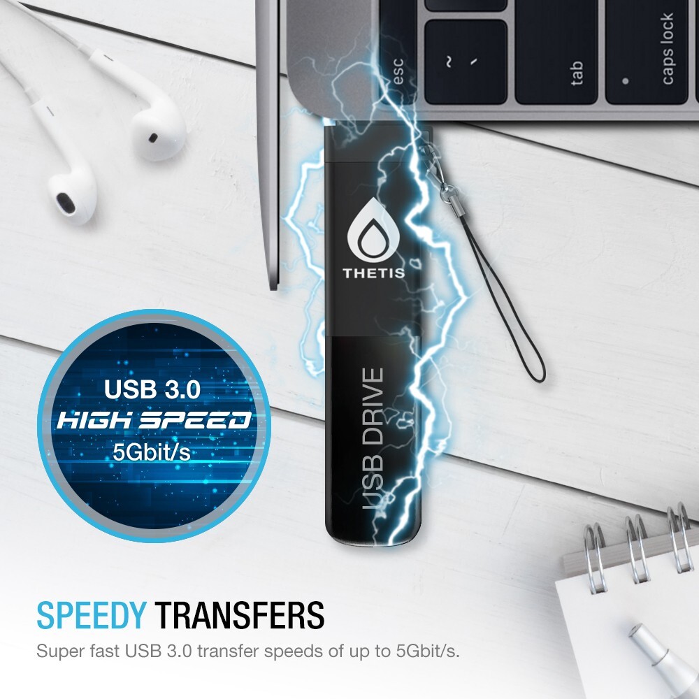 Thetis FIDO2 Security Key – Passkey, USB-A & USB Type C Adapter