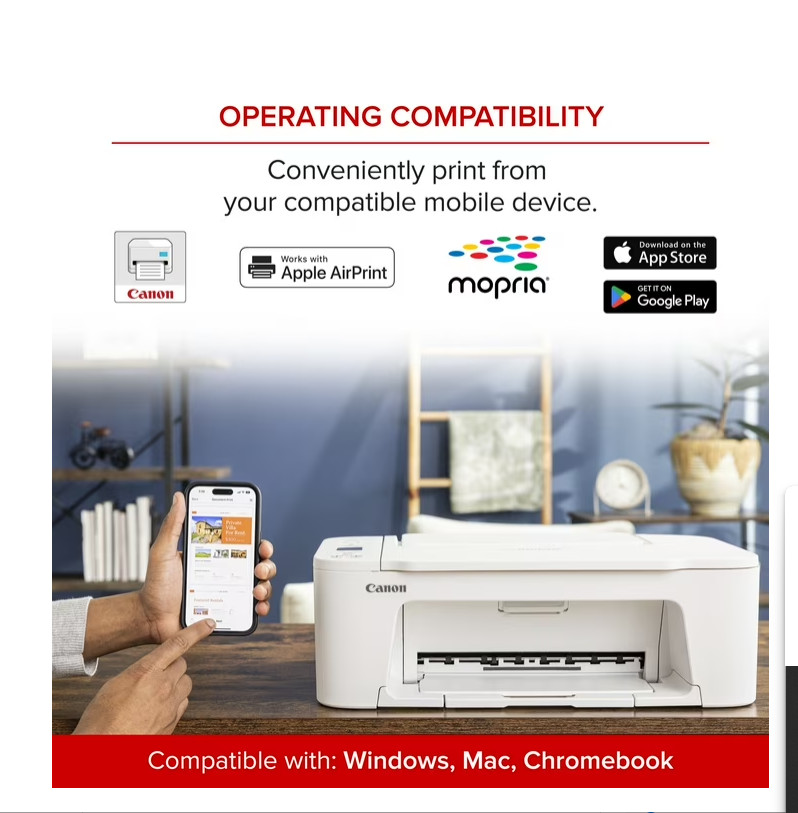Canon PIXMA TS3722 Wireless All-In-One Inkjet Printer for Home Office