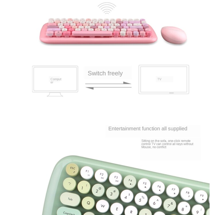 Mofii CANDY Keyboard Mouse Combo Wireless 2.4G Mixed Color 84Key Green