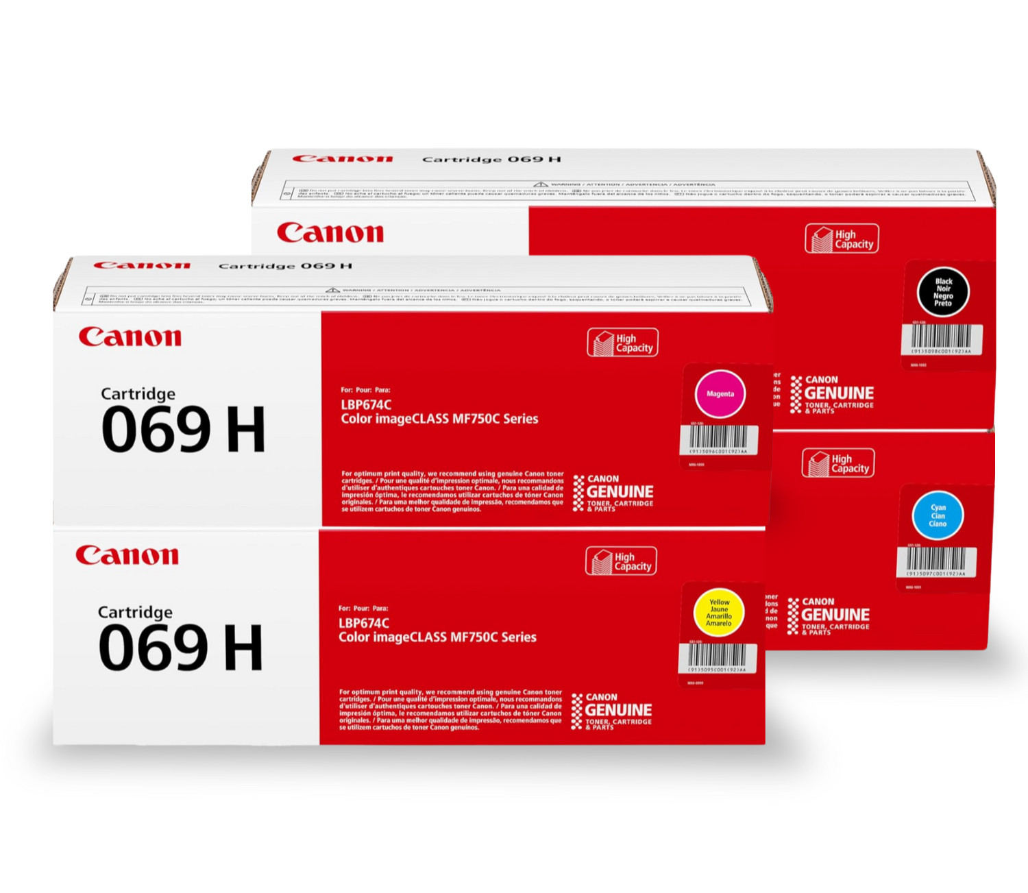 Canon 069H High Yield Toner Cartridge 4-Pack BCMY Set for MF753Cdw MF751Cdw NEW
