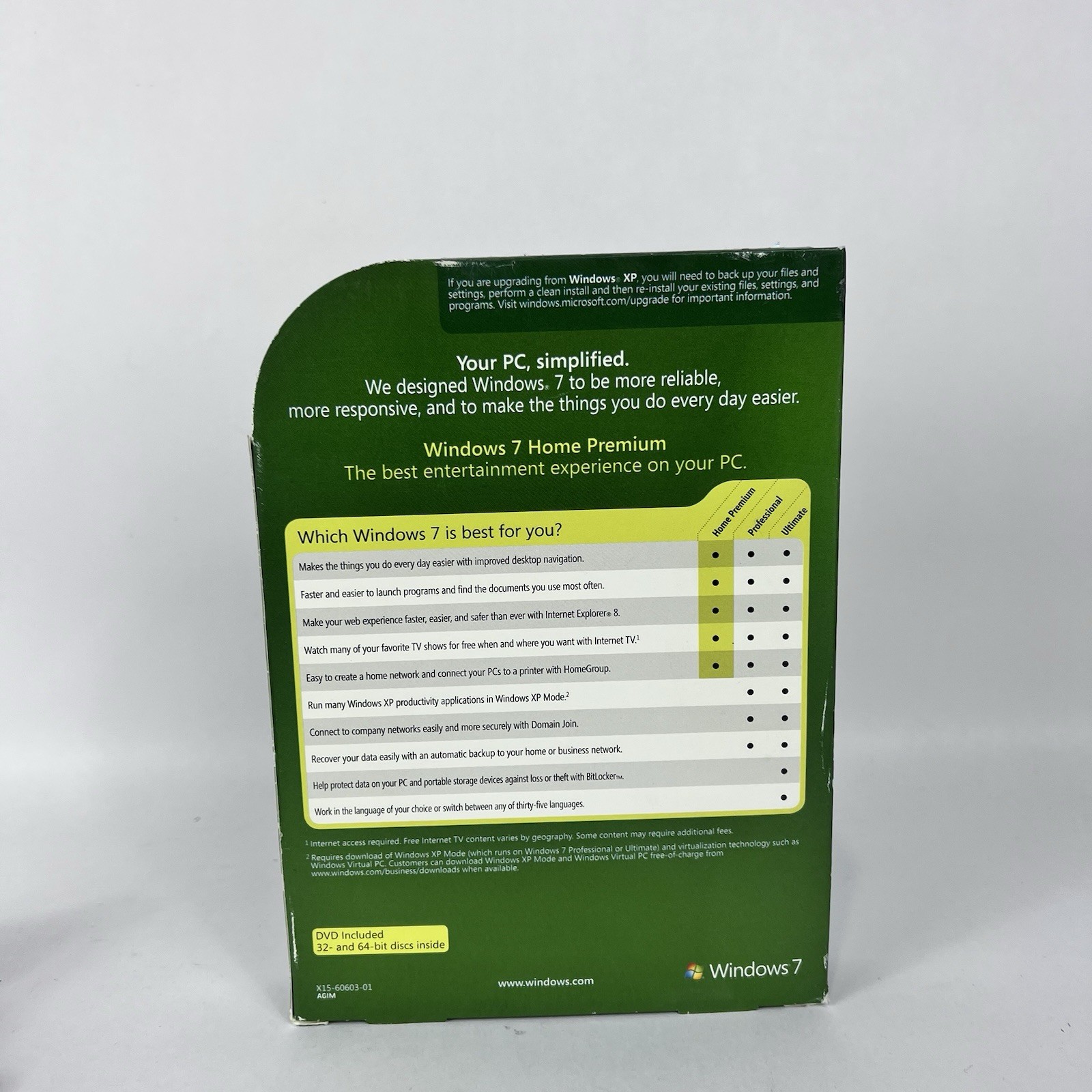 Microsoft Windows 7 Home Premium Full 32 Bit & 64 Bit DVD MS WIN =RETAIL BOX=