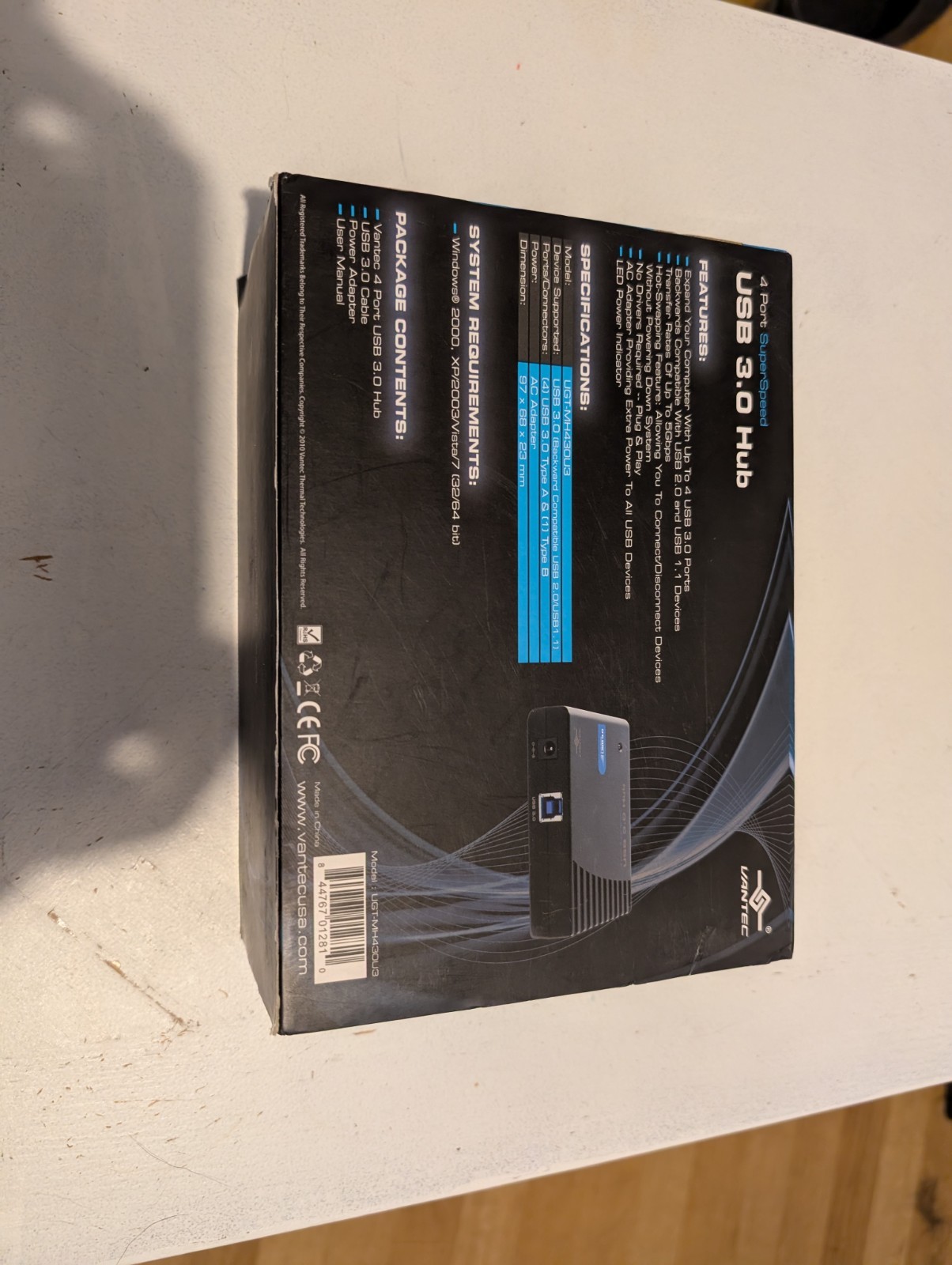 Vantec UGT-MH430U3 4 Port SuperSpeed USB 3.0 Hub (Black)