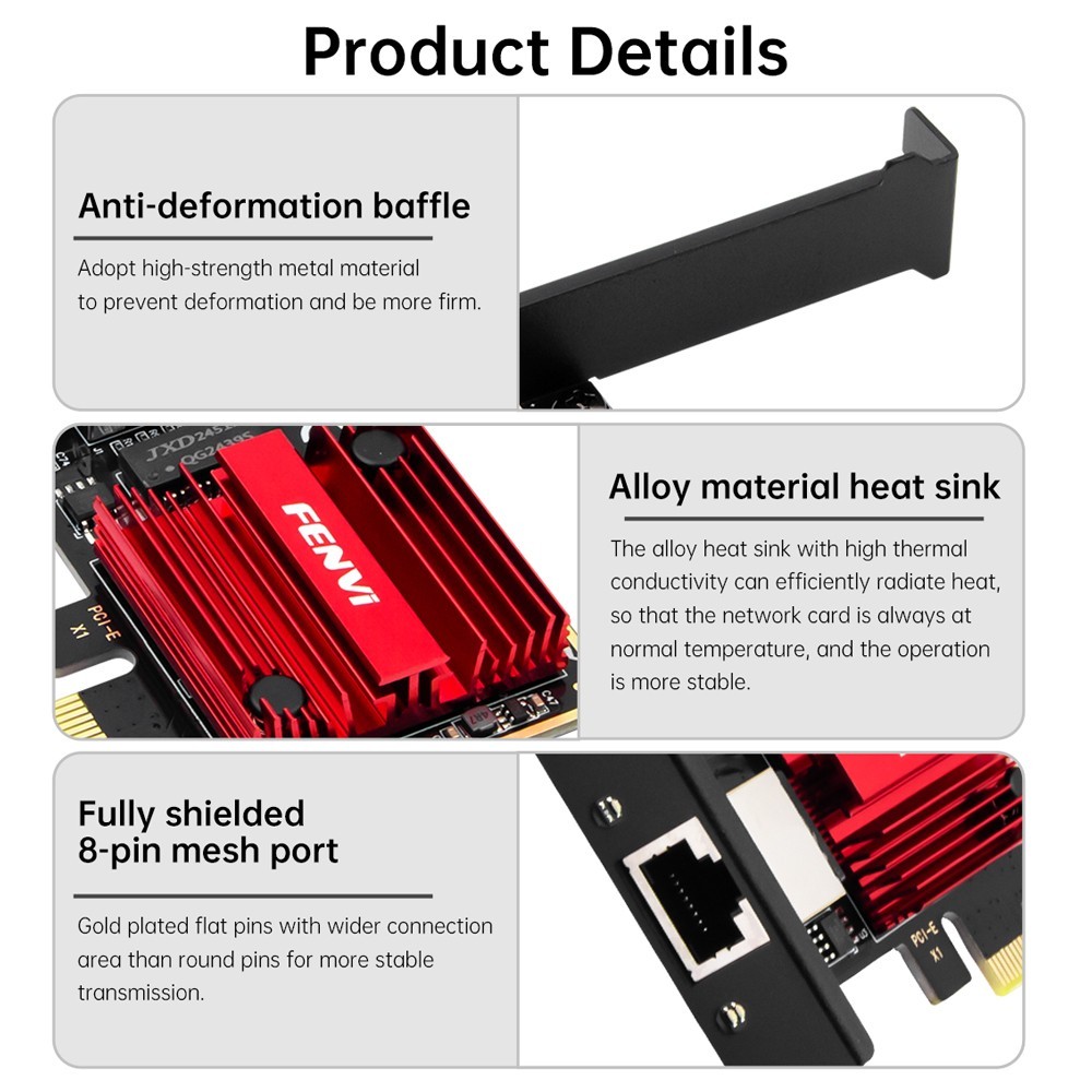 RTL8125 2.5G PCI-E Network Card Gigabit Ethernet Adapter RJ45 Port Low Latency