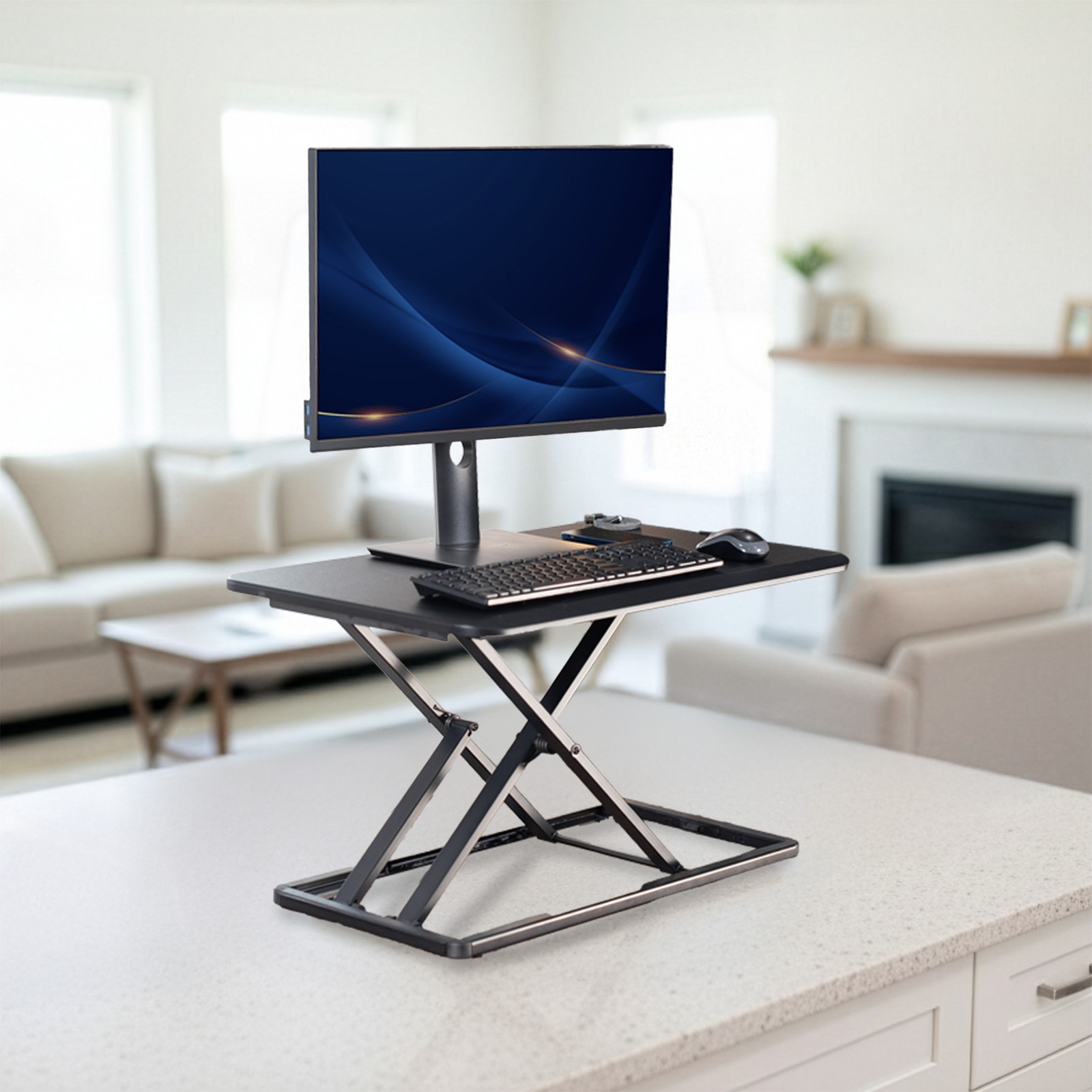 VIVO Economy Height Adjustable 29″ Standing Desk Sit Stand Desktop Monitor Riser