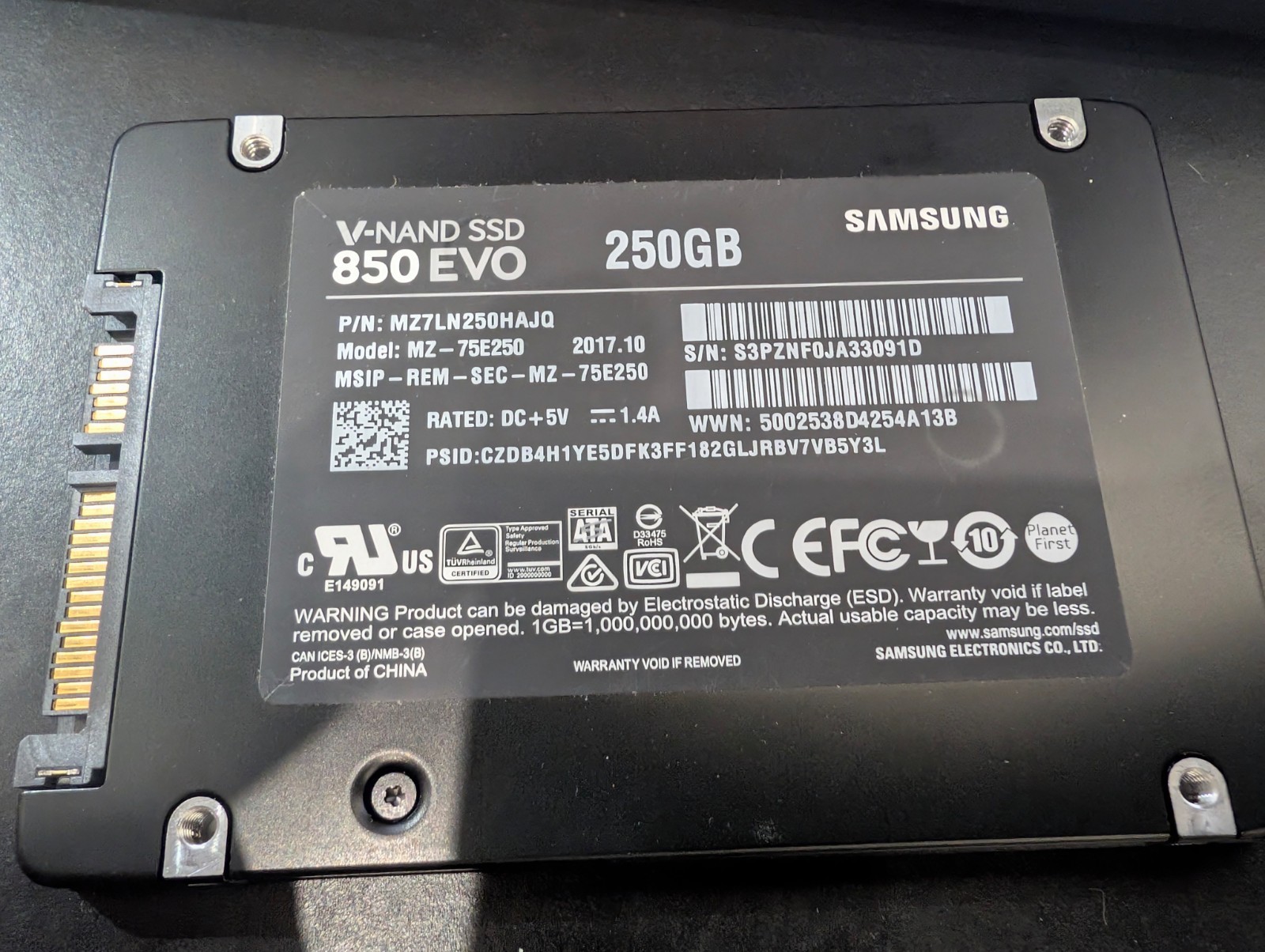 Samsung 850 EVO 250GB Internal 2.5″ SATA III SSD (MZ-75E250) (MZ75E250)