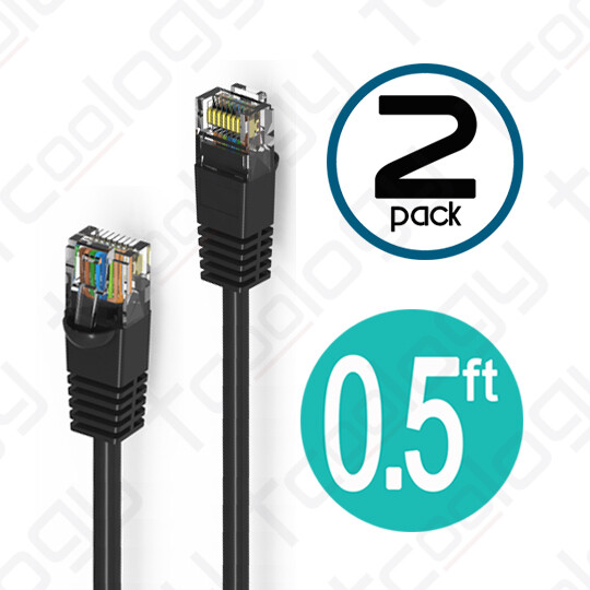 [UL Listed] TCoology Cat6 Patch Cord Booted Cable 24 AWG 550mhz UTP – 2 Pack Lot