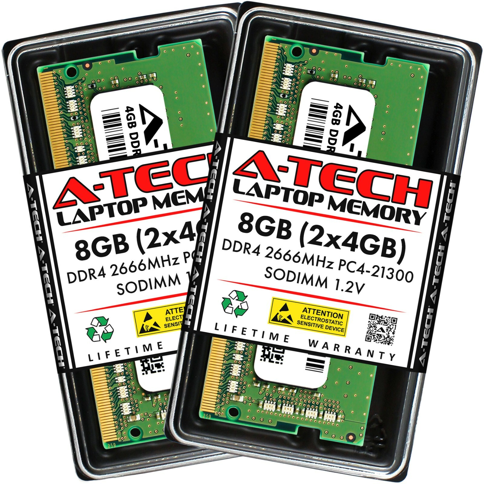 A-Tech 8GB 2x 4GB DDR4 2666 PC4-21300 Laptop 260-Pin SODIMM Memory RAM Kit 4G 8G